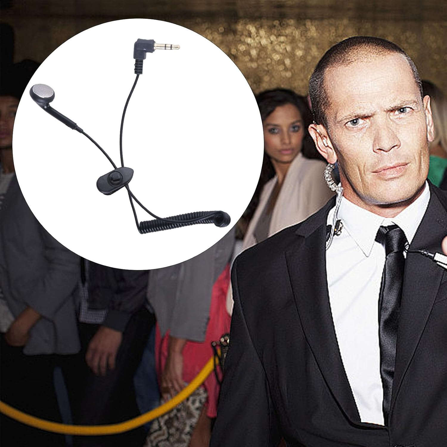 3.5Mm Single Side Earphone Spring Coiled Cable Mono Loved Ear Earphones with Clip and Sponge Cover for Sports image number 3