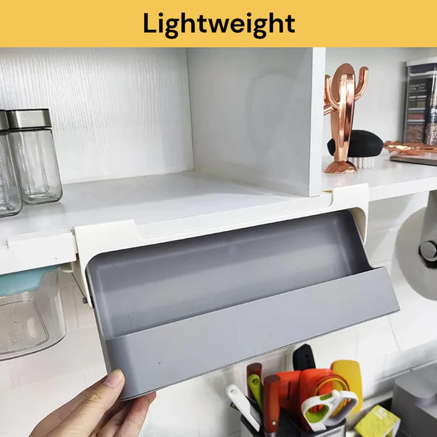 EZONEDEAL Under-Shelf Spice Organizer Rack Pace Saving Spice Storage Solution for Kitchen Cabinets and Pantries - Compact Spice Storage and Organizer for Your Spice Jars-Black image number 4