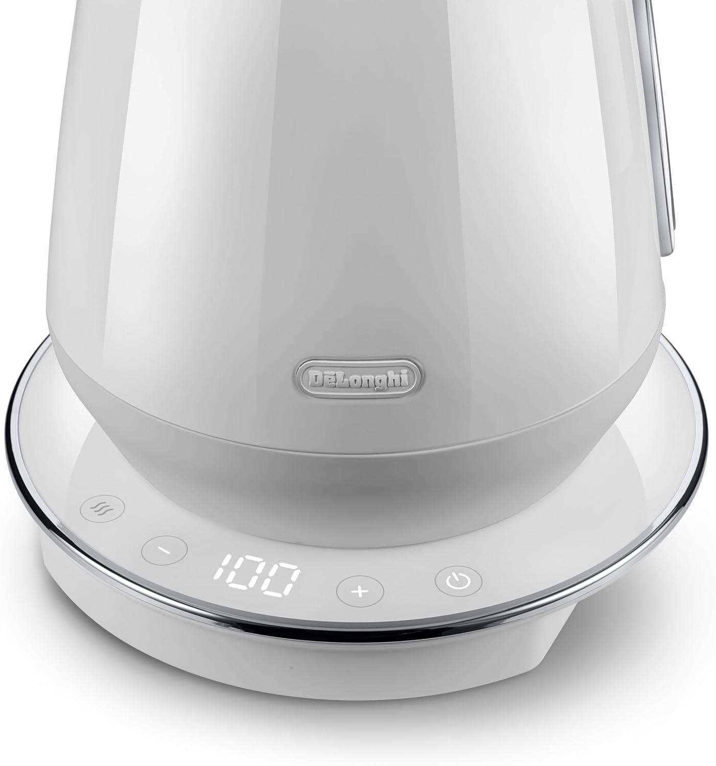 De'Longhi Eclettica Specialtea Kettle KBY2011.W, 9 Adjustable Temperatures, 30 Minute Keep Warm Function, Live Digital Display, Rapid Boiling, Stainless Steel, 2200W, White image number 3
