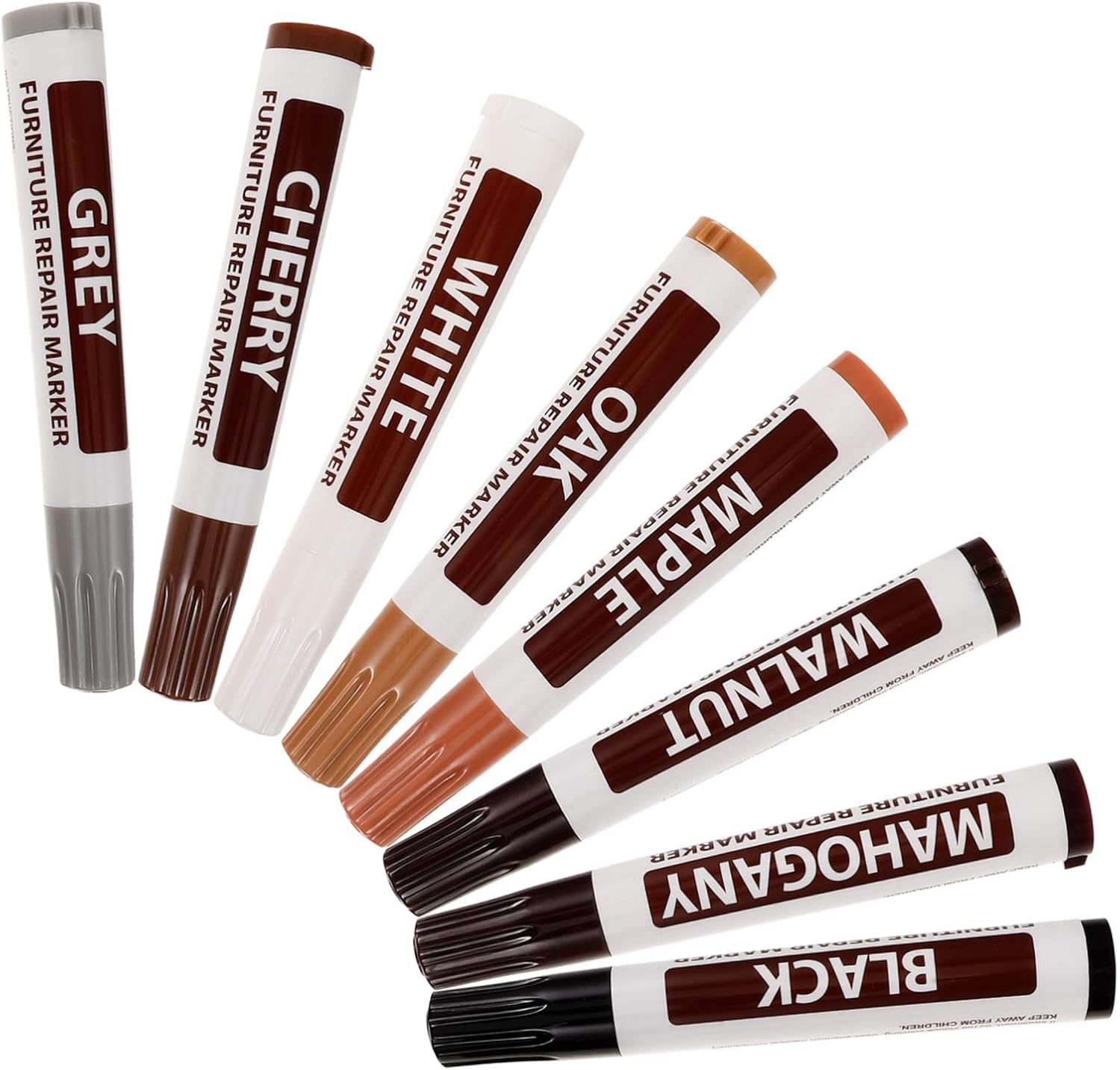CANIGHT 8Pcs Furniture Scratch Repair Kit Hardwood Floor Touch-Up Pen Set for Wood Marker Pens image number 6