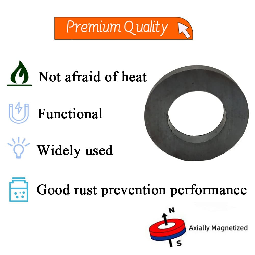 Ferrite Ring Magnets with Holes - 1.26 Inch (32Mm) round Disc Donut Magnets for Refrigerator Fridge, Science Projects, Crafts, around the Office (Pack of 40)