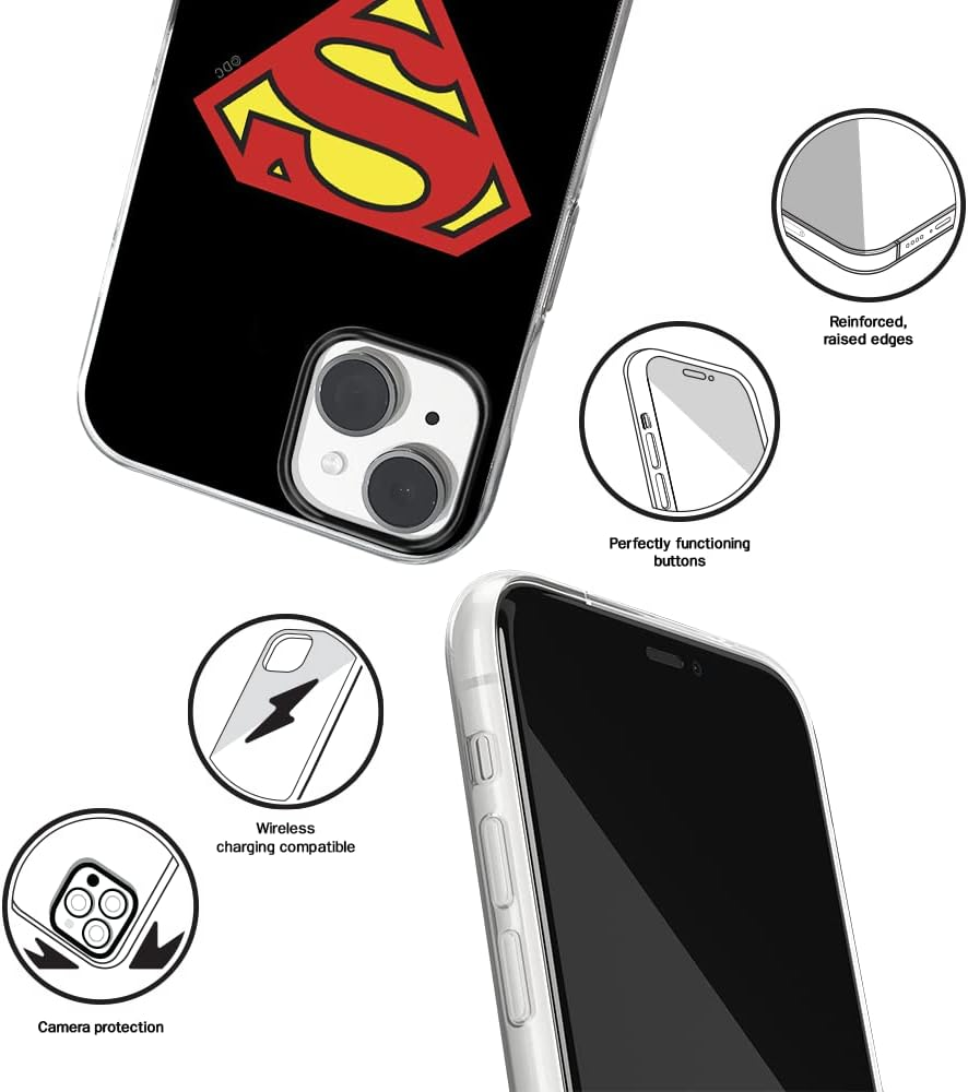 ERT Group Superman 002 Licensed TPU Phone Case for Iphone 14 Plus, Black image number 3