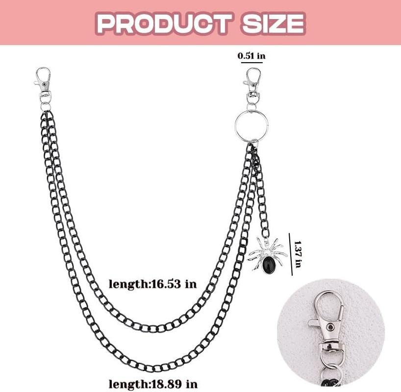 Punk Pants Chain Halloween Chains for Jeans Spider Pants Chain Layered Belts for Men Women image number 3