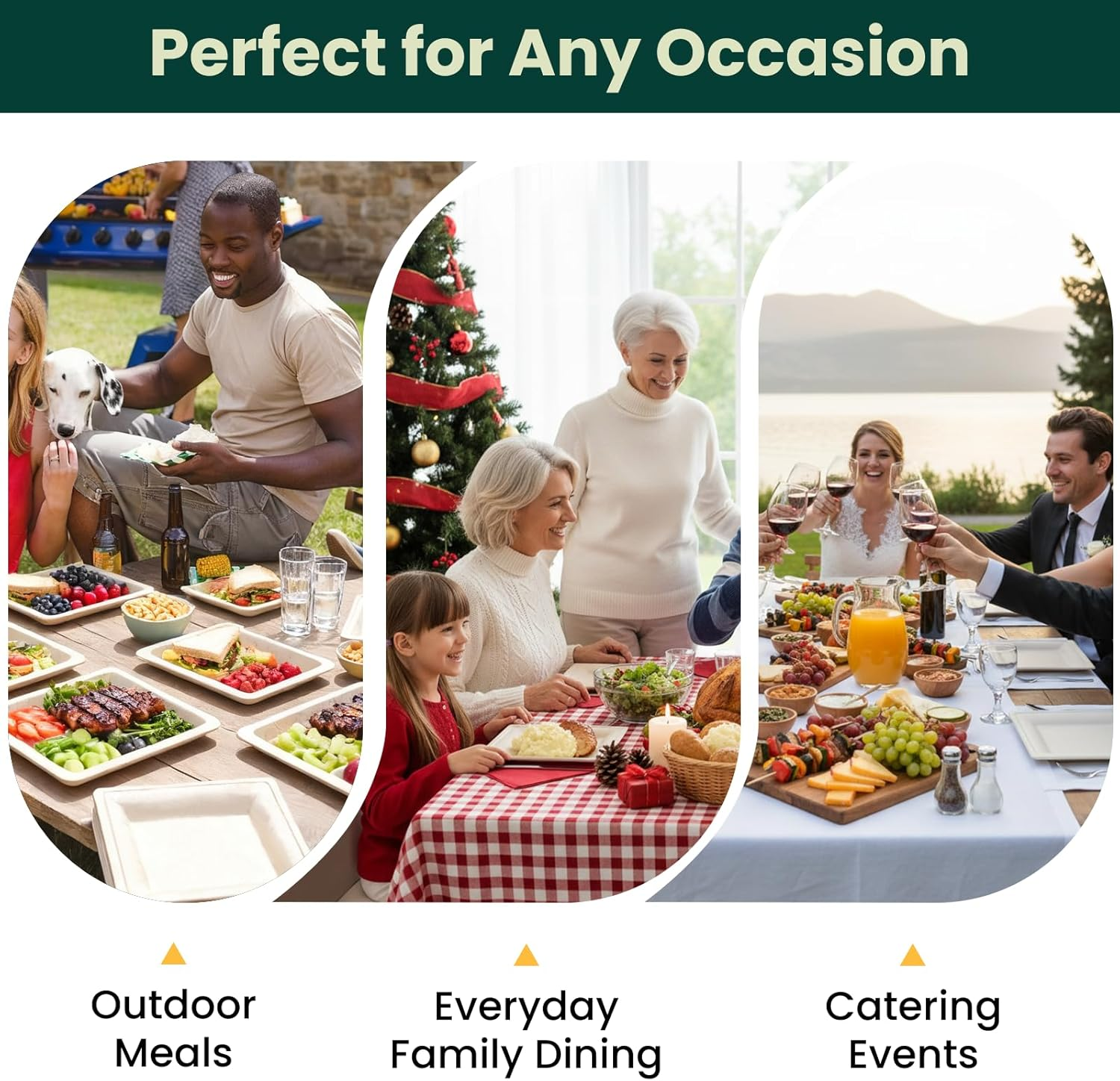 HEY BANK Disposable Paper Plates Set - 300 Pcs Party Plates Eco Friendly Dinnerware Set for 50 Guests - Biodegradable Plates, Forks, Knives, Spoons and Paper Napkins for Birthday, Camping, Wedding image number 1