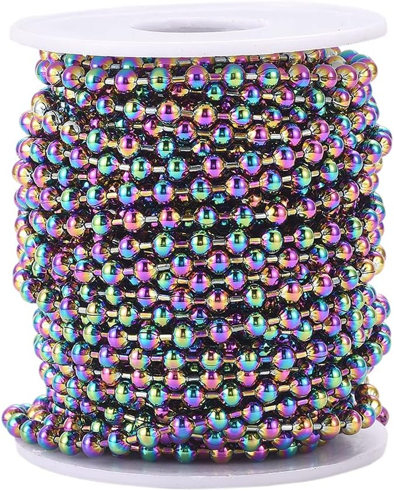 FASHEWELRY 32.8 Feet Stainless Steel Ball Bead Chains 2Mm Metal Beaded Pull Chain Extension for DIY Jewelry Making (Stainless Steel Color) image number 3