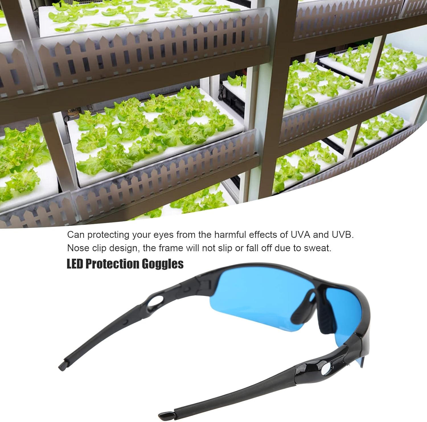 Grow Room Glasses, Indoor Hydroponics LED Grow Light Glasses with HPS Blocker Lenses & Glasses Case, for UVA/UVB Blocking in Grow Tents Hydroponics, UV Protective Goggles image number 1