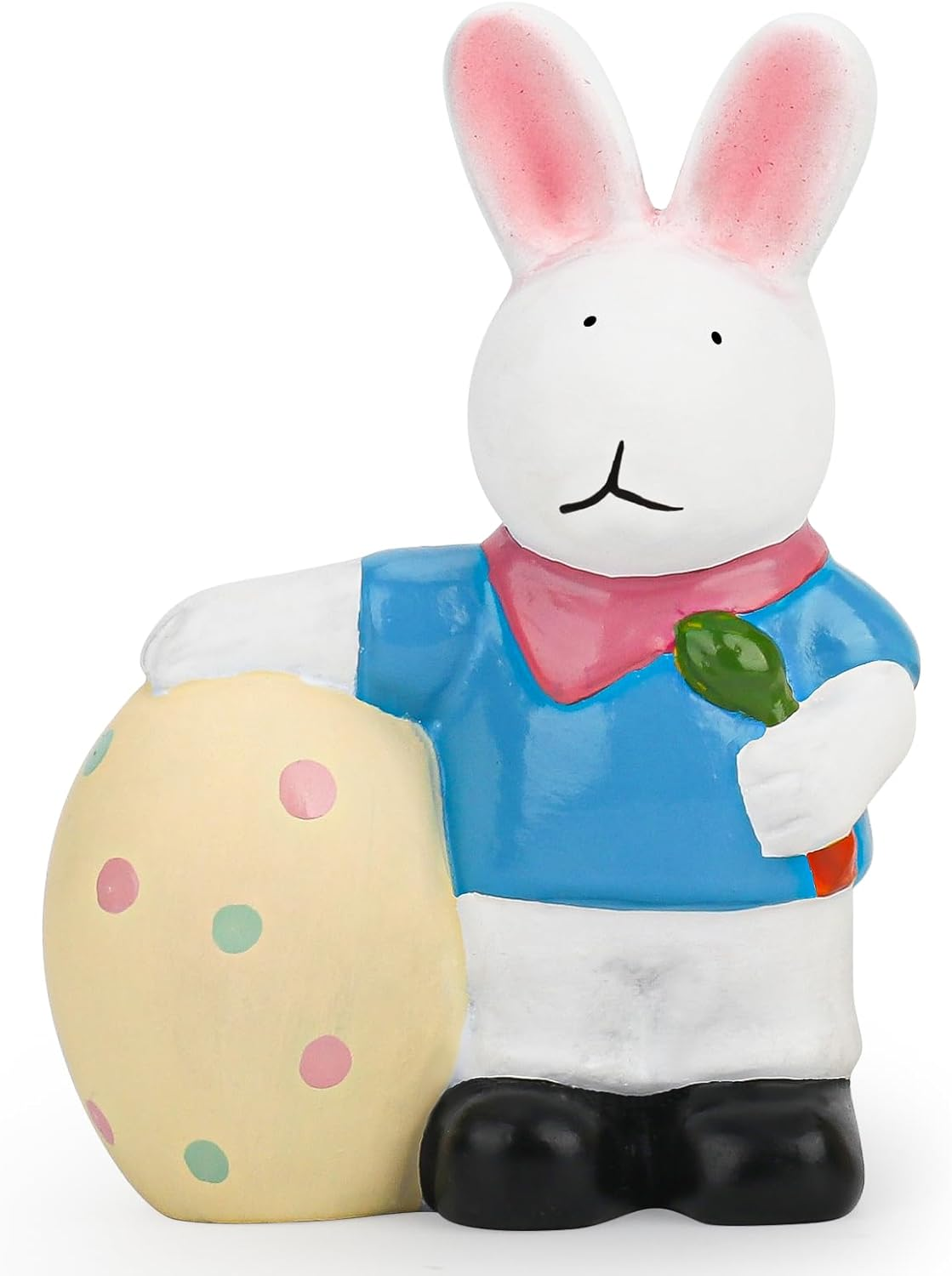 Large Rabbit Tabletop D&eacute;cor with Colorful Flowers Egg, Hand-Painted Bunny Figurine Statue for Spring Eater Party Indoor & Outdoor Decoration, Suitable Decor for Home, Office, Garden