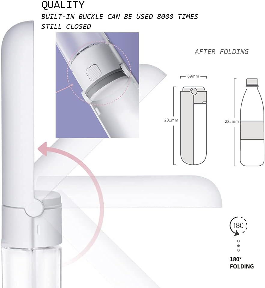 AFULILI 420Ml Pet Water Bottle 180&deg; Folding Portable Cat Dog Drinking Feeder for Outdoor Walking Traveling Leak-Proof Dog Food Adapter(White)