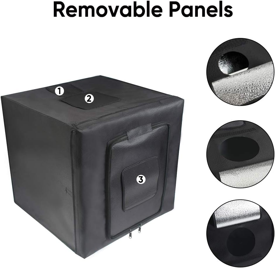 VOLKWELL 32"/80CM Photo Studio Light Box Shooting Tent, Adjustable 126 LED Panel Light Bulbs with Table Top Softbox Cube, 3 Colors Backdrops (80CM LED Photo Box) image number 3