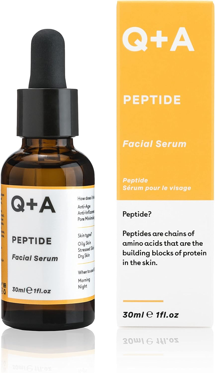 Q+A Peptide Facial Serum - Anti-Ageing Peptide Face Serum for Revitalised, Youthful Skin, Water-Based Fast Absorption &ndash; Contains Pure Peptide, Magnesium PCA, and Hyaluronic Acid for Hydration, 30Ml image number 2