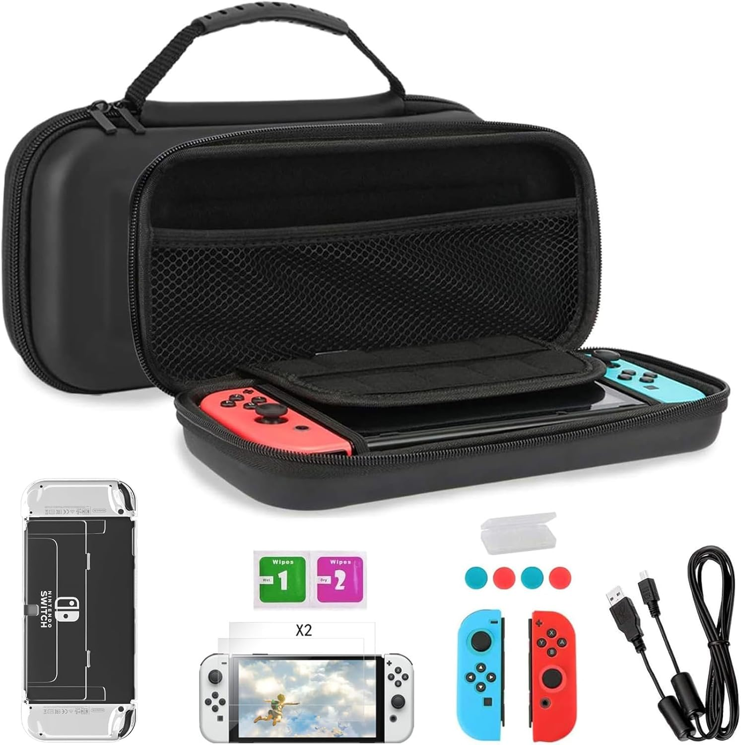 ZONEY Switch Carrying Case for Nintendo Switch OLED, Cartridges Protective Hard Shell Travel Carrying Case Pouch for Nintendo Switch Console & Accessories (For OLED)