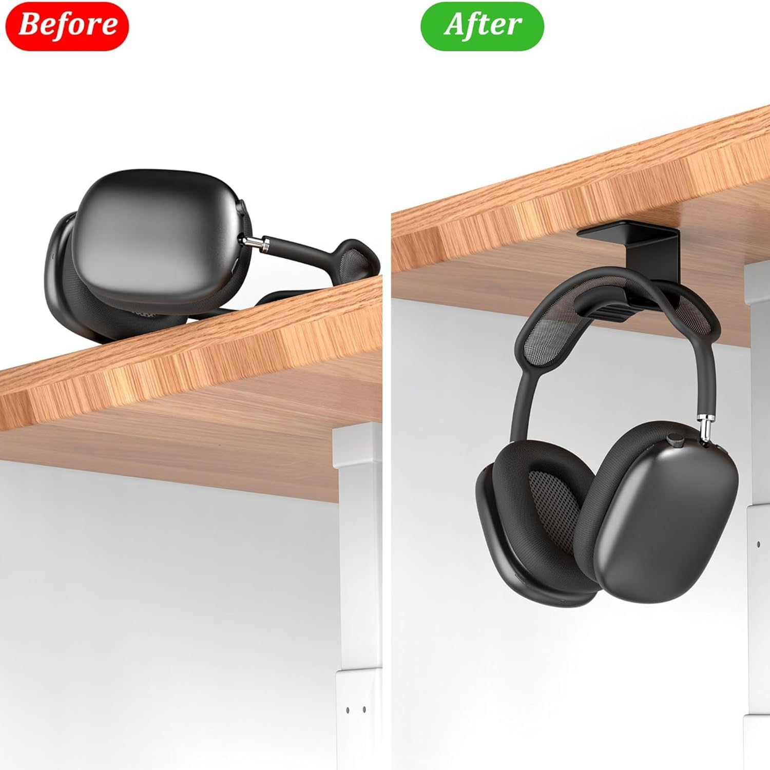 3Pcs Headphone Stand Hanger &ndash; Headset Hanger Hook Desk Mount with Strong Adhesive, Space-Saving, under Desk Headset Wall Mount Holder for Most Headphone, Cables image number 2