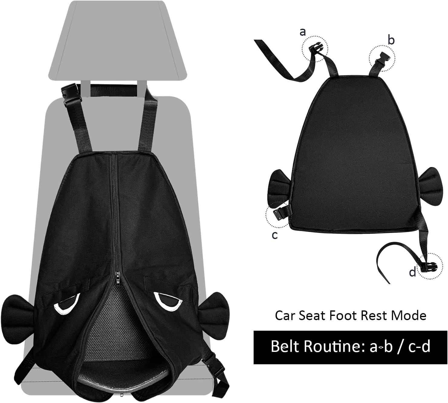 4-In-1 Footrest for Kids and Toddlers - Compatible with Car Seats, Portable Organizer, Seat Protector, and Travel Bag - Adorable Fish Design image number 5