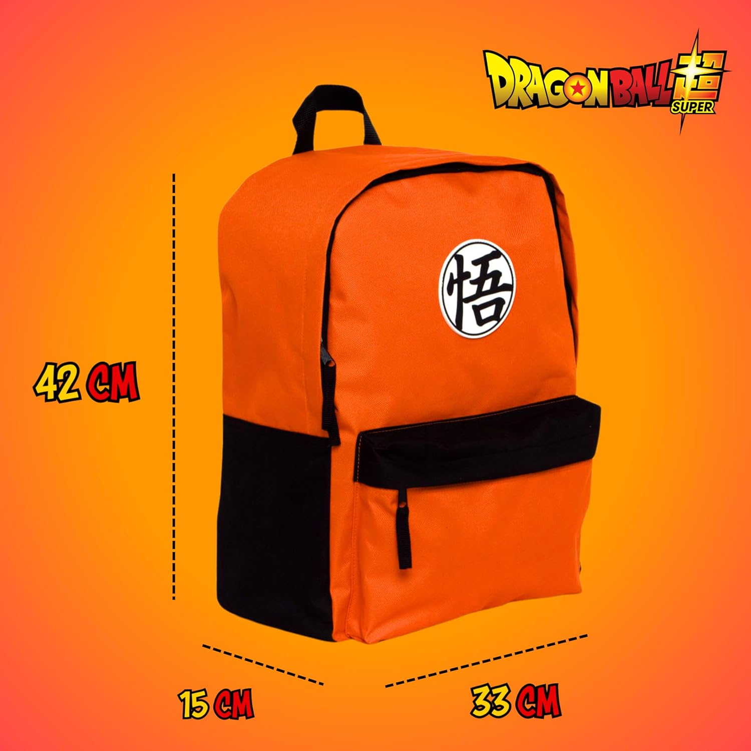 Dragon Ball Z Backpack for Boys, School Backpack in Classic Design, Youth Backpack, Travel Backpack, Gift for Children and Teenagers, Orange, 41 X 31 X 15 CM