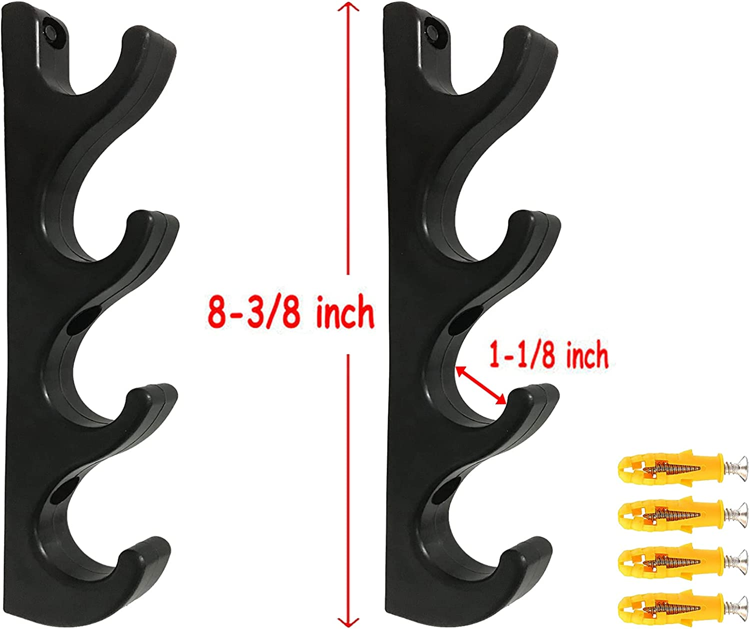 Pmsanzay Horizontal Fishing Rod Holder Wall Mounted Fishing Rod Storage Rack Fishing Pole Holder &ndash; Hold 4 Fishing Rods &ndash; Easy to Install Hardware Included.