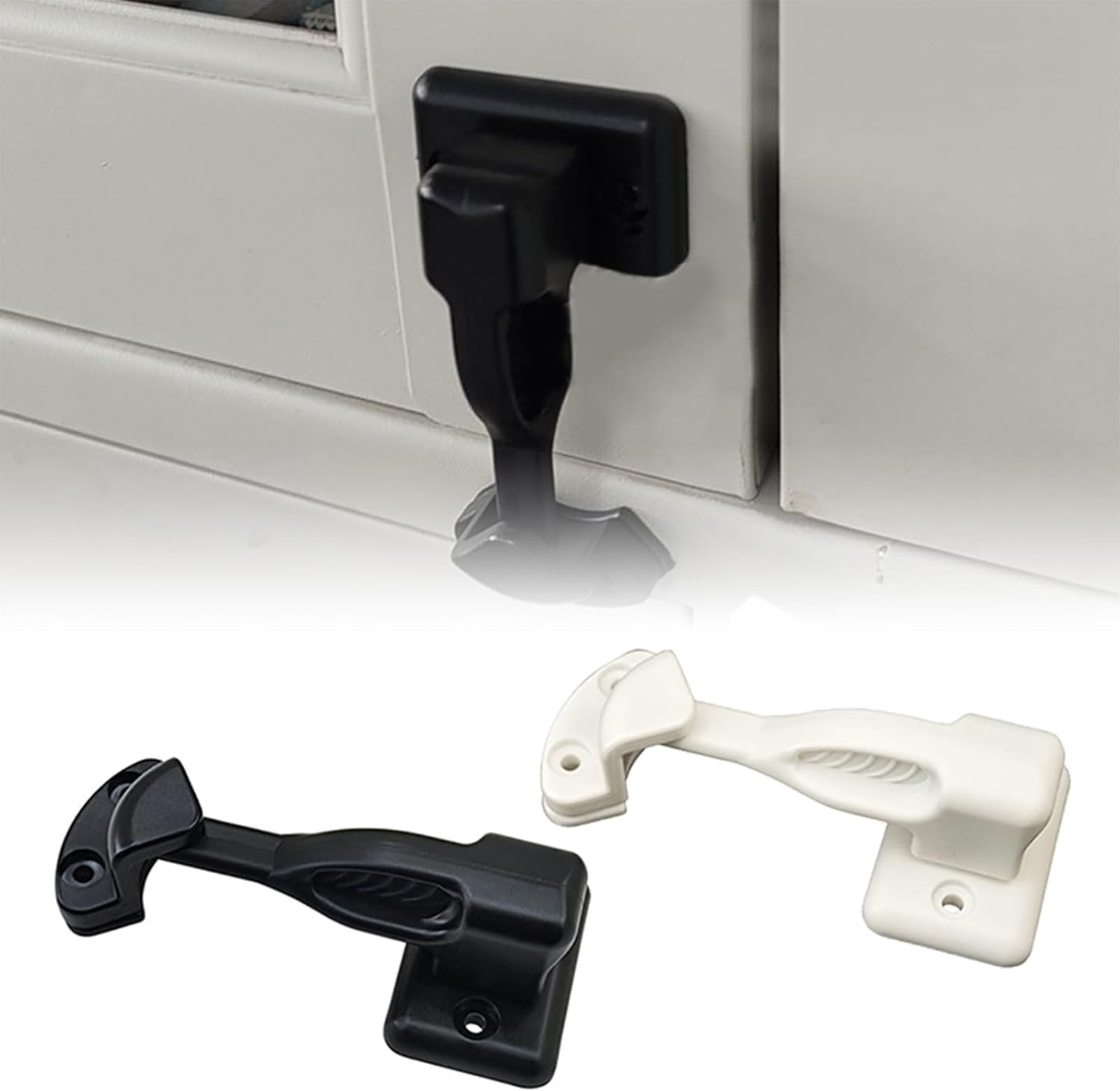 1 X Caravan Door Holder, Door Lock Caravan, Caravan, Window Closure, Caravan Lock Door, Rotating Latch, Door Holder, Door Stop, for Caravan, Boat or Furniture (White) image number 2