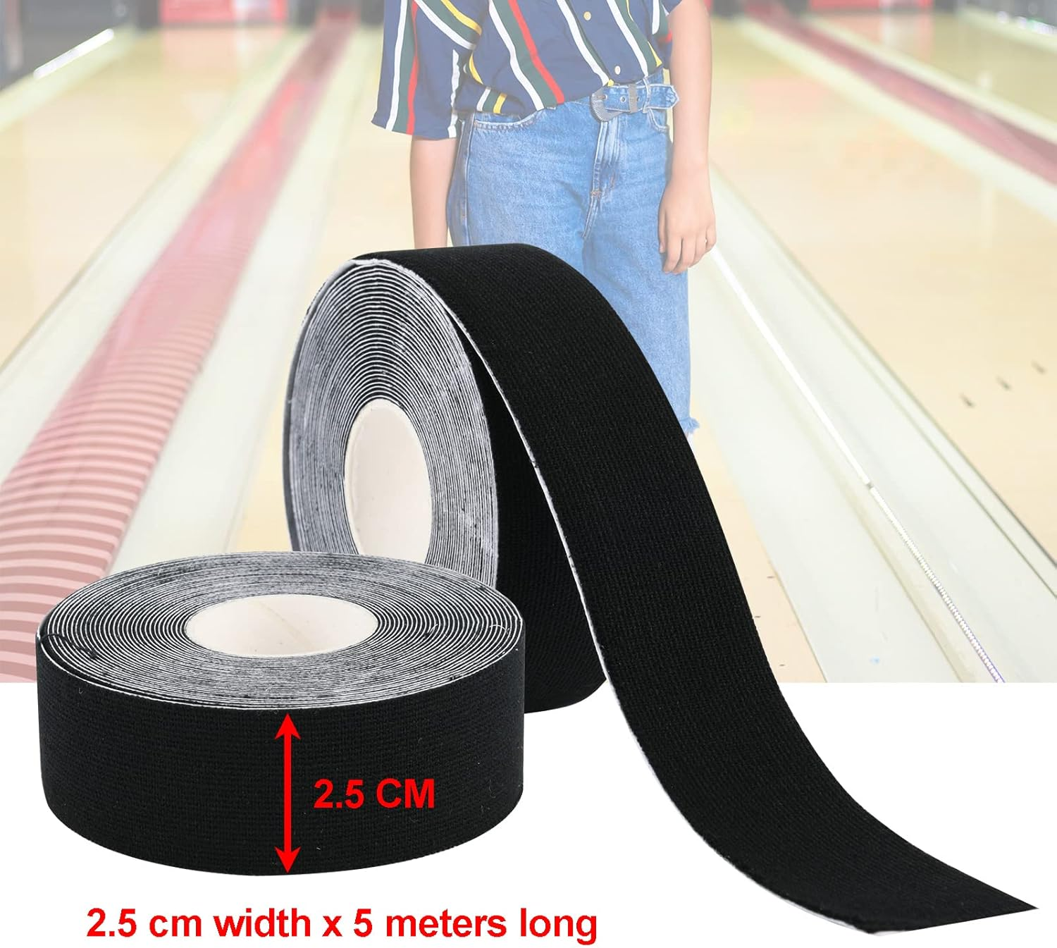 Cosmos Set of 2 Rolls Bowling Finger Tape Thumb Tape Elastic Bowling Ball Thumb Tape Protective Bowling Accessories for Bowler Sport Exercise Workout, Each Roll 2.5 Cm X 5M image number 1