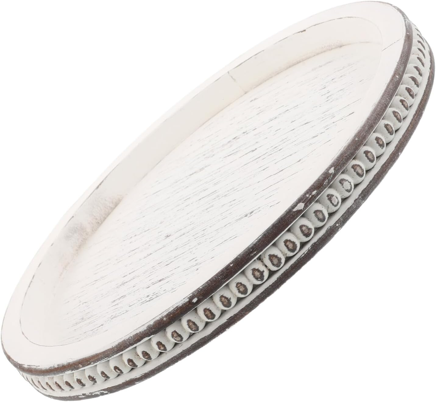 Vintage Farmhouse round Serving Tray Beige Table Tray for Jewelry Display and Candle Stand Elegant Decorative Organizer for Home Kitchen Dining Tabletop Decor image number 1