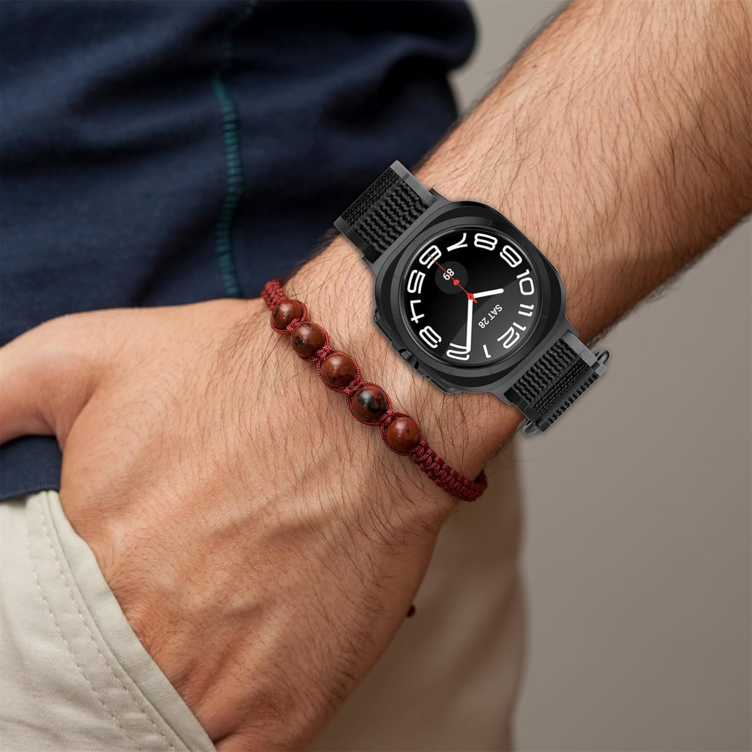 Vevexiao No Gap Nylon Strap Compatible with Samsung Galaxy Watch 7 Ultra Band, Woven Nylon Sport Replacement Bands for Galaxy Watch 7 Ultra 47Mm Women Men Wristband image number 4