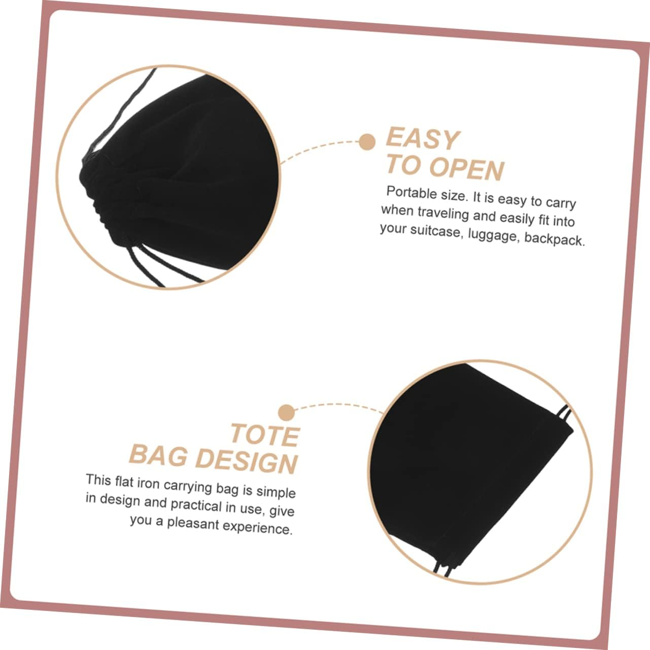 Curling Iron Storage Bag 5Pcs 12X44Cm Drawstring Hair Curler Pouch Portable Organizer for Travel Women&rsquo;S Hair Dryer Bag image number 1