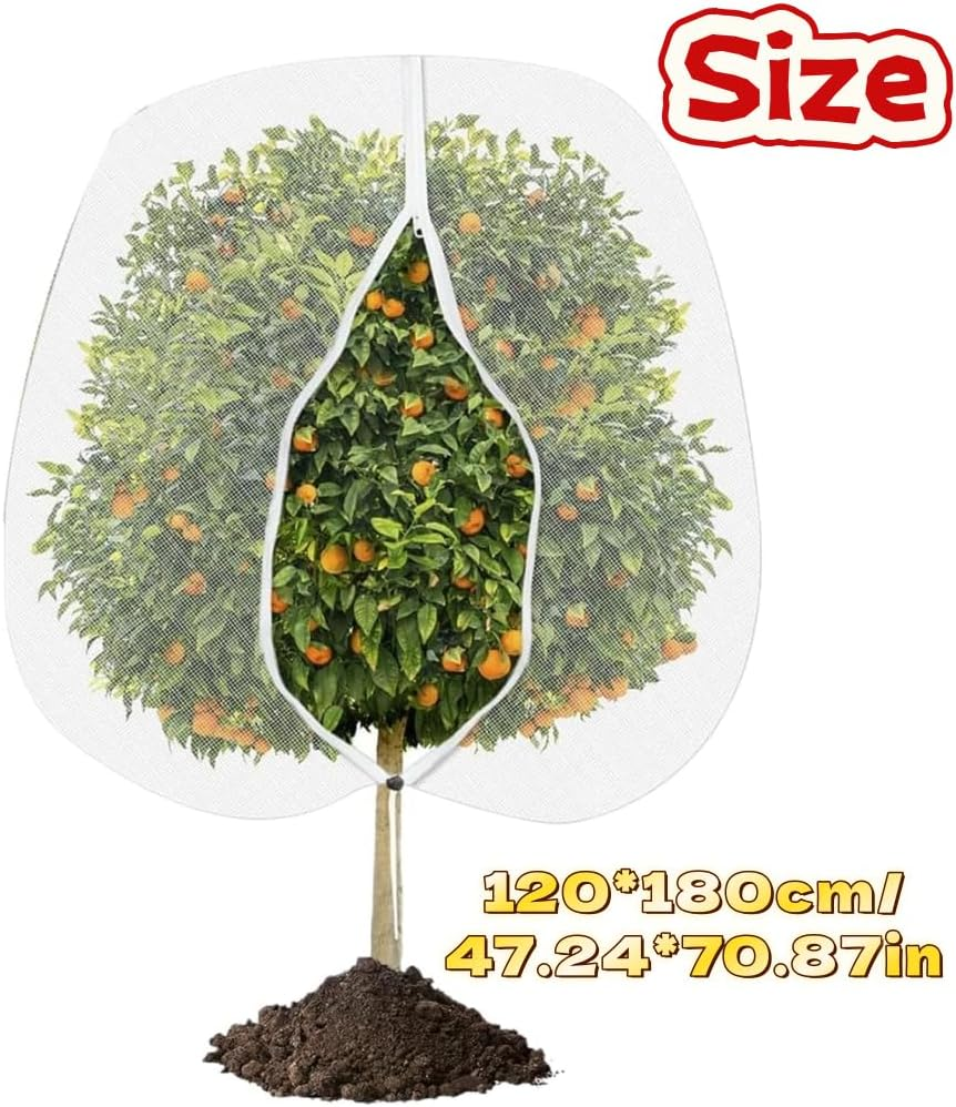 Fruit Tree Netting， Plant Cover with Drawstring | Lightweight Gnat-Proof Tree Netting for Outdoors, Patio, Backyard, Landscaping, Garden, Farm