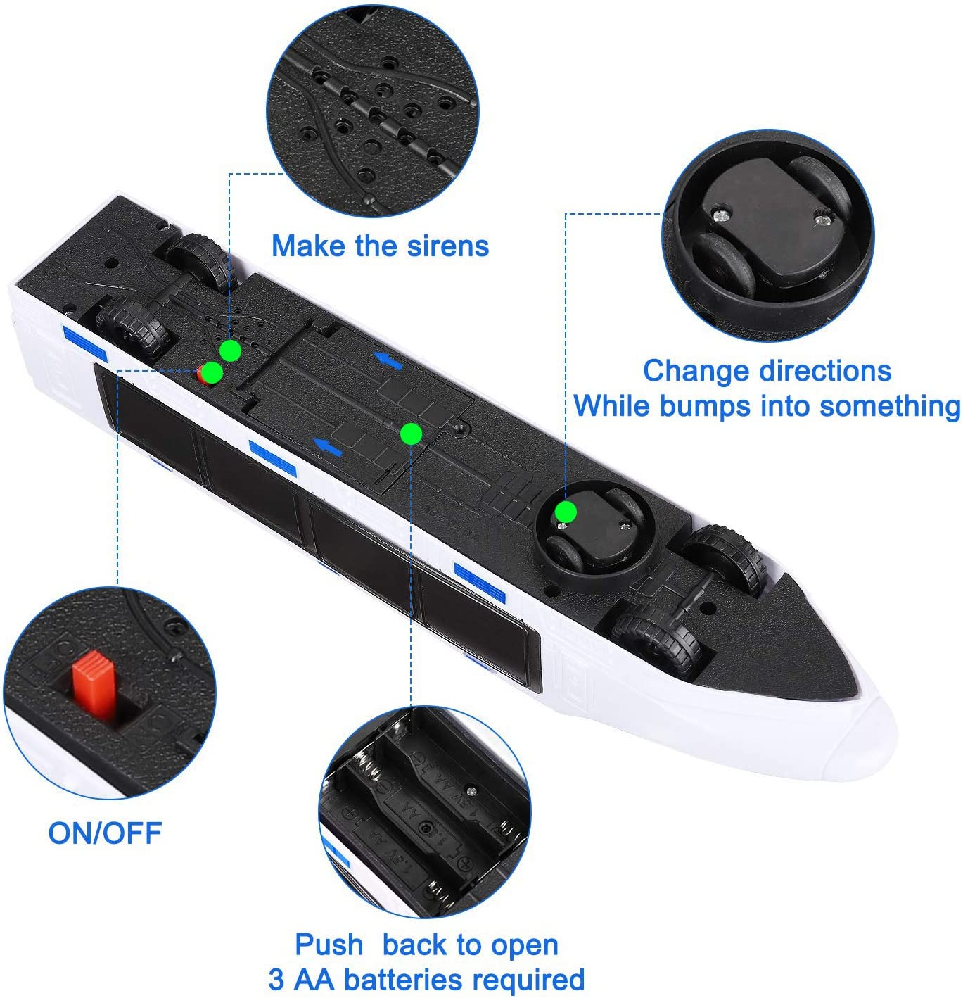 Weofferwhatyouwant Bullet Train - Monorail Electric Toy Train - Beautiful 3D Lightning - Battery Powered with Music - Bumps & Changes Directions on Contact - Fun Addition to Kids Playtime image number 3