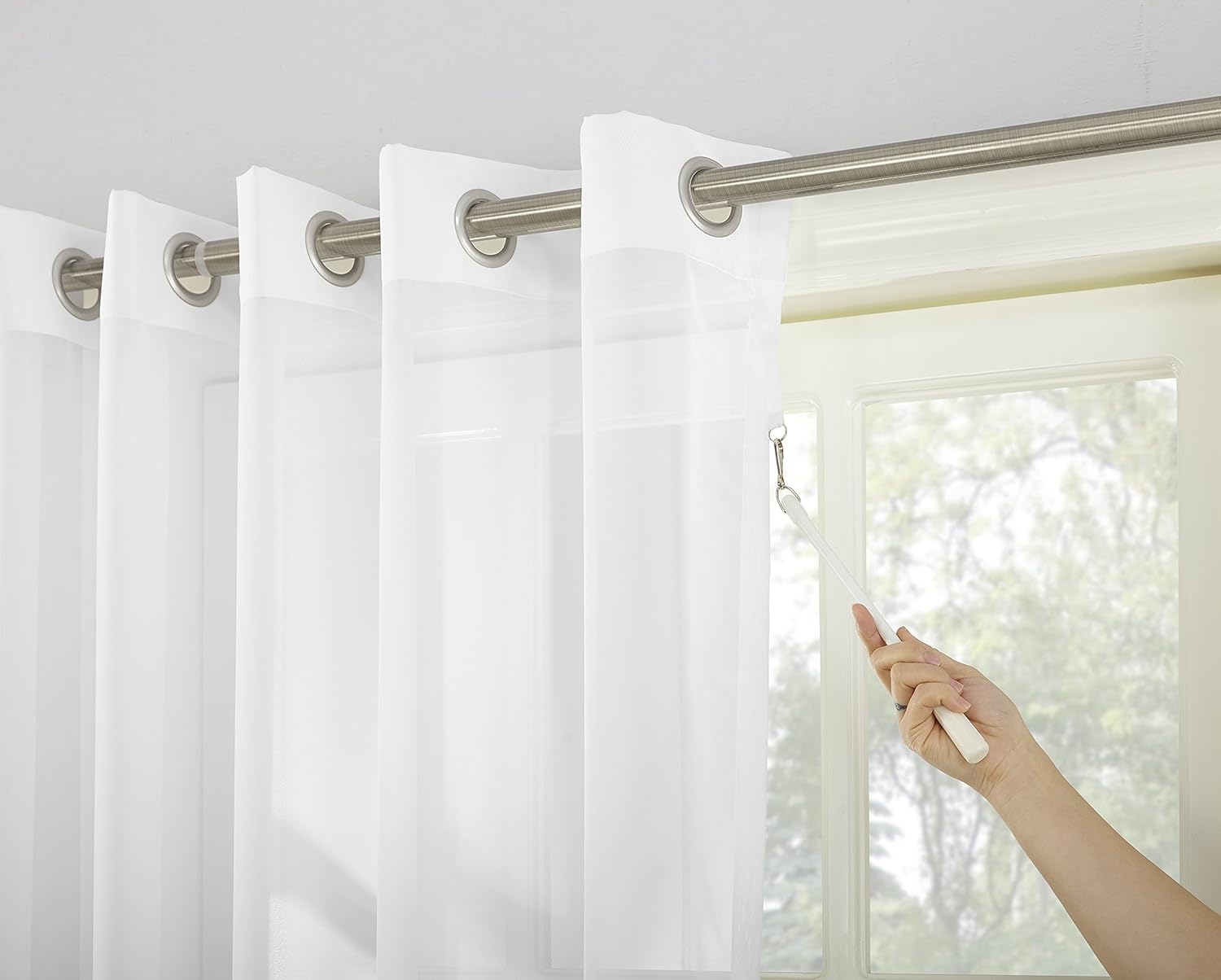 No. 918 Emily Sheer Voile Grommet Sliding Patio Door Curtain Panel, 100" X 84", White image number 1