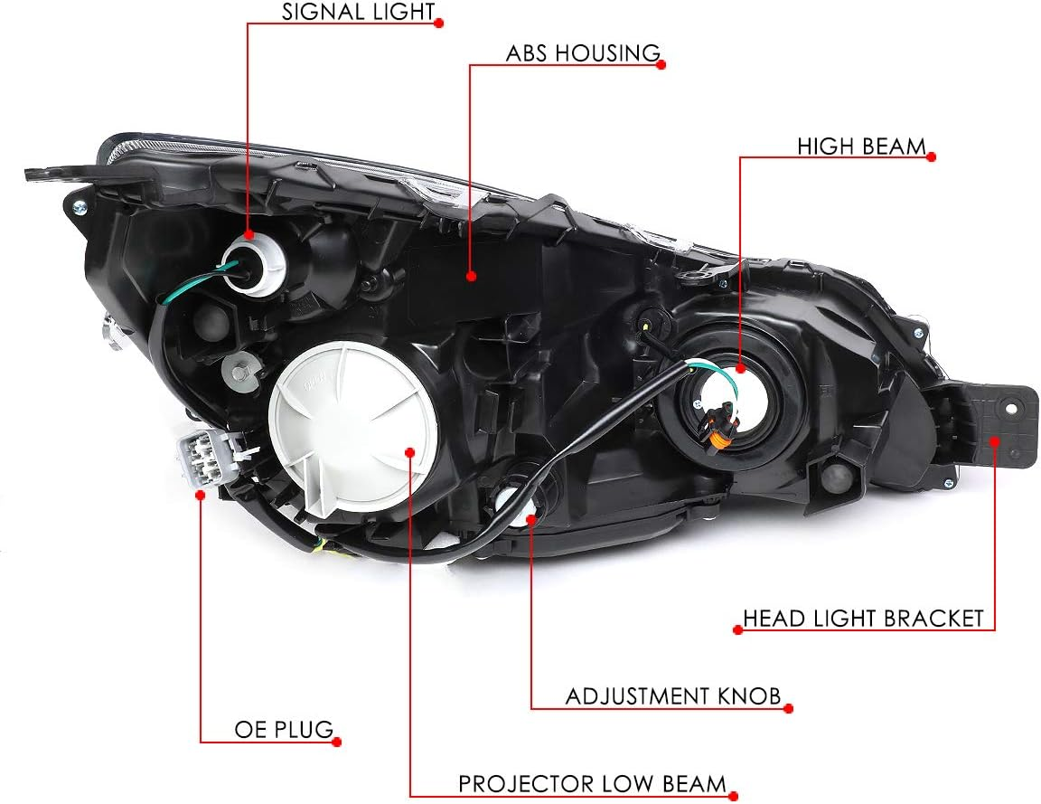 DNA MOTORING HL-OH-SLEG10-BK-CL1 Black Housing Clear Corner Projector Headlights W/Led Side Markers Compatible with 10-14 Legacy Outback image number 1