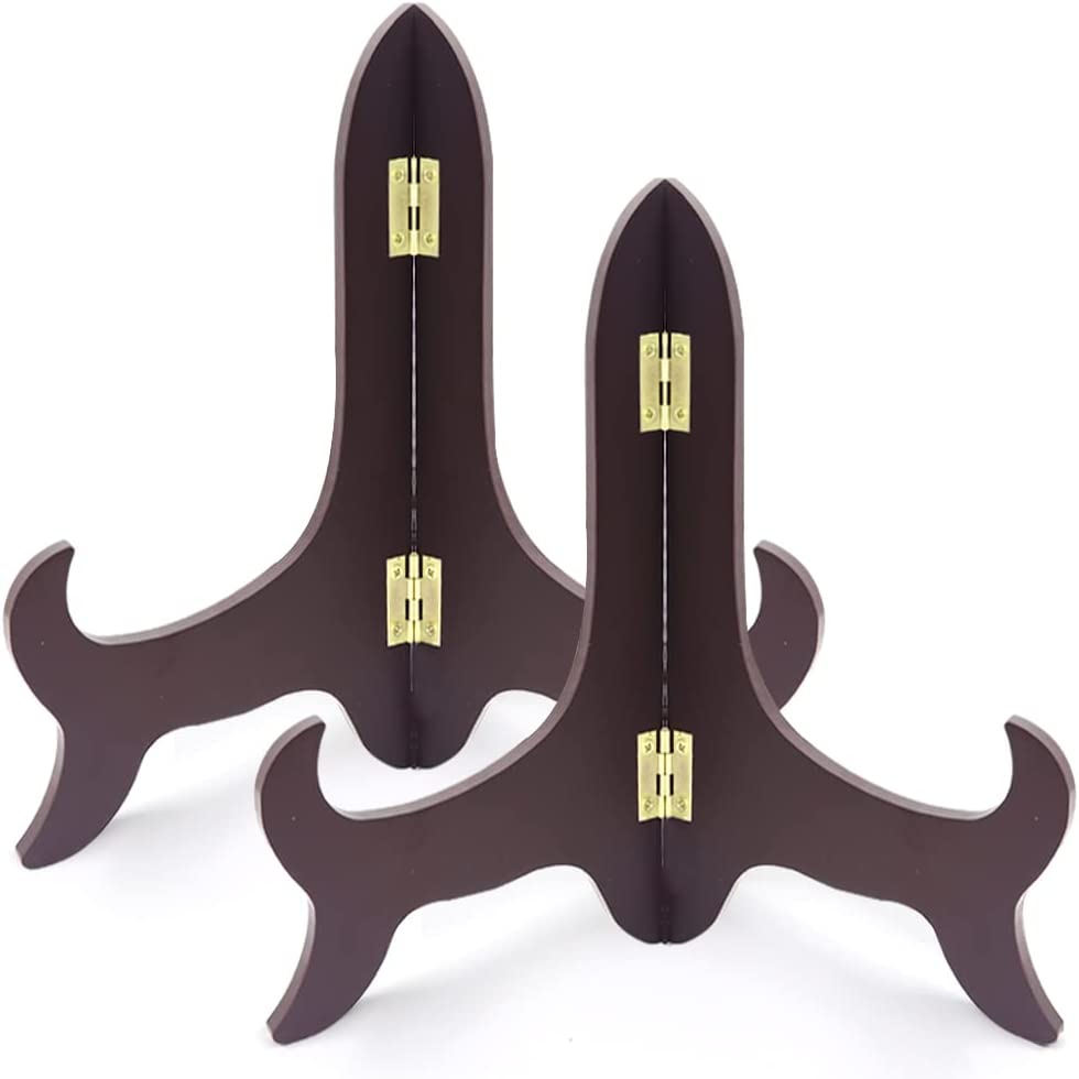 2 PCS Wooden Plate Stands, Wooden Decorative Plate Stand, Wooden Display Stand, for Home Decorations, Picture Frame, Easels, Artwork (20 CM)