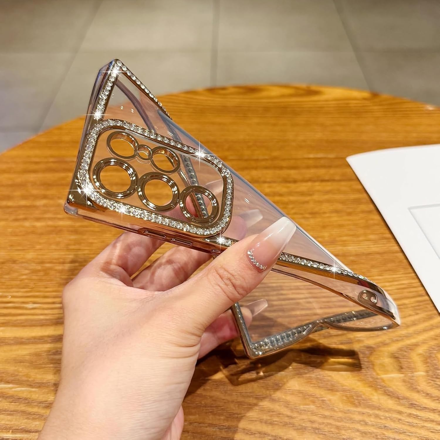 Eherui Glitter Case for Samsung Galaxy S25 Ultra, Crystal Luxury Shiny Diamond Mobile Phone Case, Silicone TPU Soft Transparent Back with Camera Protection, Shockproof Case for Samsung S25 Ultra, Gold image number 4