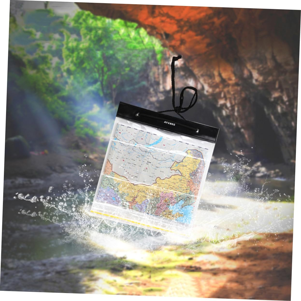 Map Bag Self-Sealing Clear Bag Map Carrier Protector Pouch Document Dry Waterproof Case Trail Case Waterproof Phone Pocket White Water Outdoor image number 6