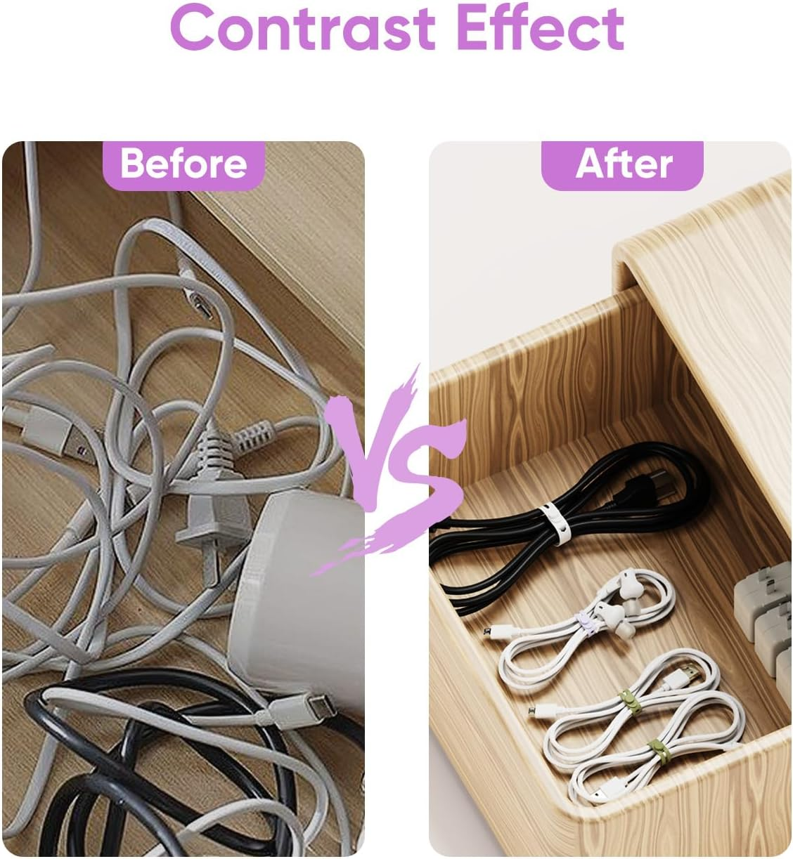 Silicone Cable Ties 7 Colors 14Pcs Cord Organizer for Cable Management 8Cm Reusable Cable Organizer Electronic Accessories for Earphone, Phone Charger, Mouse, Audio, Computer image number 1