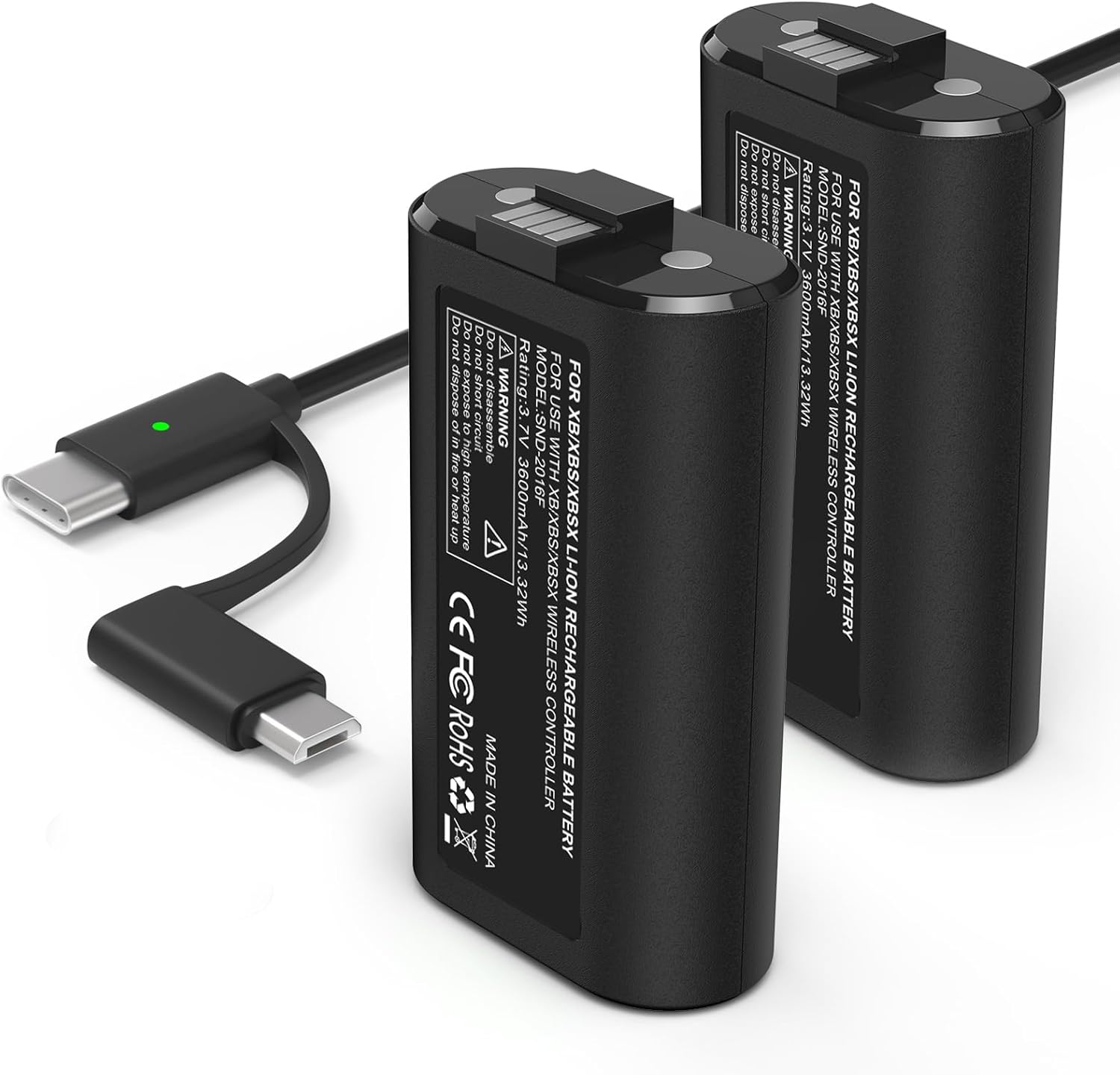 Aryee 2 Pack 6V Xbox One Controller Batteries, 1500Mah with 2 in 1 Type-C/Usb Charging Cable for Xbox ONE and Xbox Series X|S image number 3