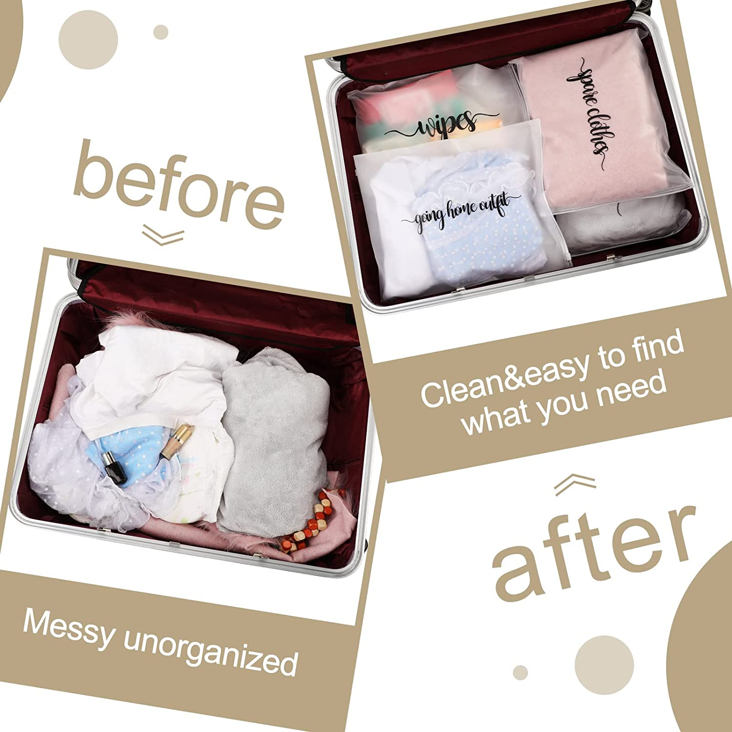 BOAO 15 Pack Hospital Bags for Labor and Delivery 11 X 14 Inch Diaper Bag Organizing Pouches Resealable Maternity Hospital Bag, Black Letter, Plastic Bags image number 6