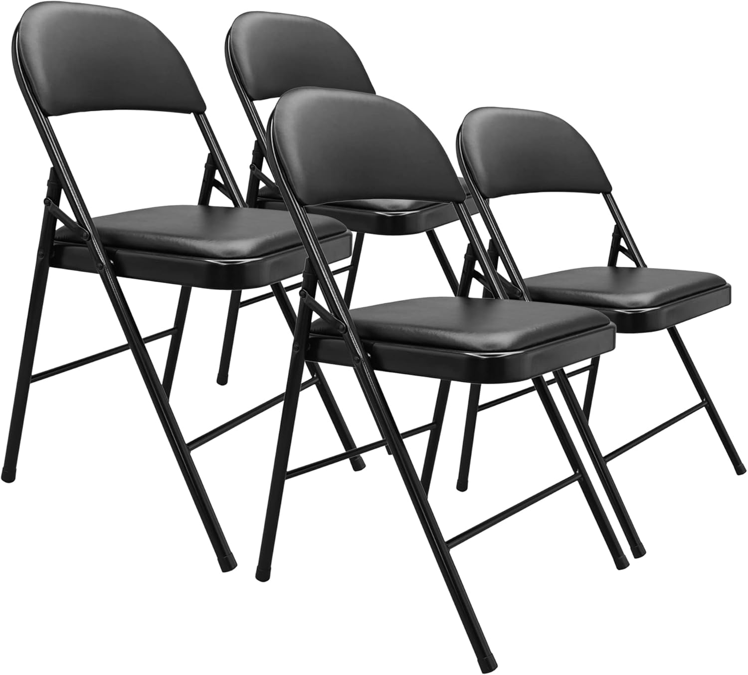 Amazon Basics Vinyl-Padded Folding Chairs 136 Kg Weight Capacity, Black 4 Pack image number 3