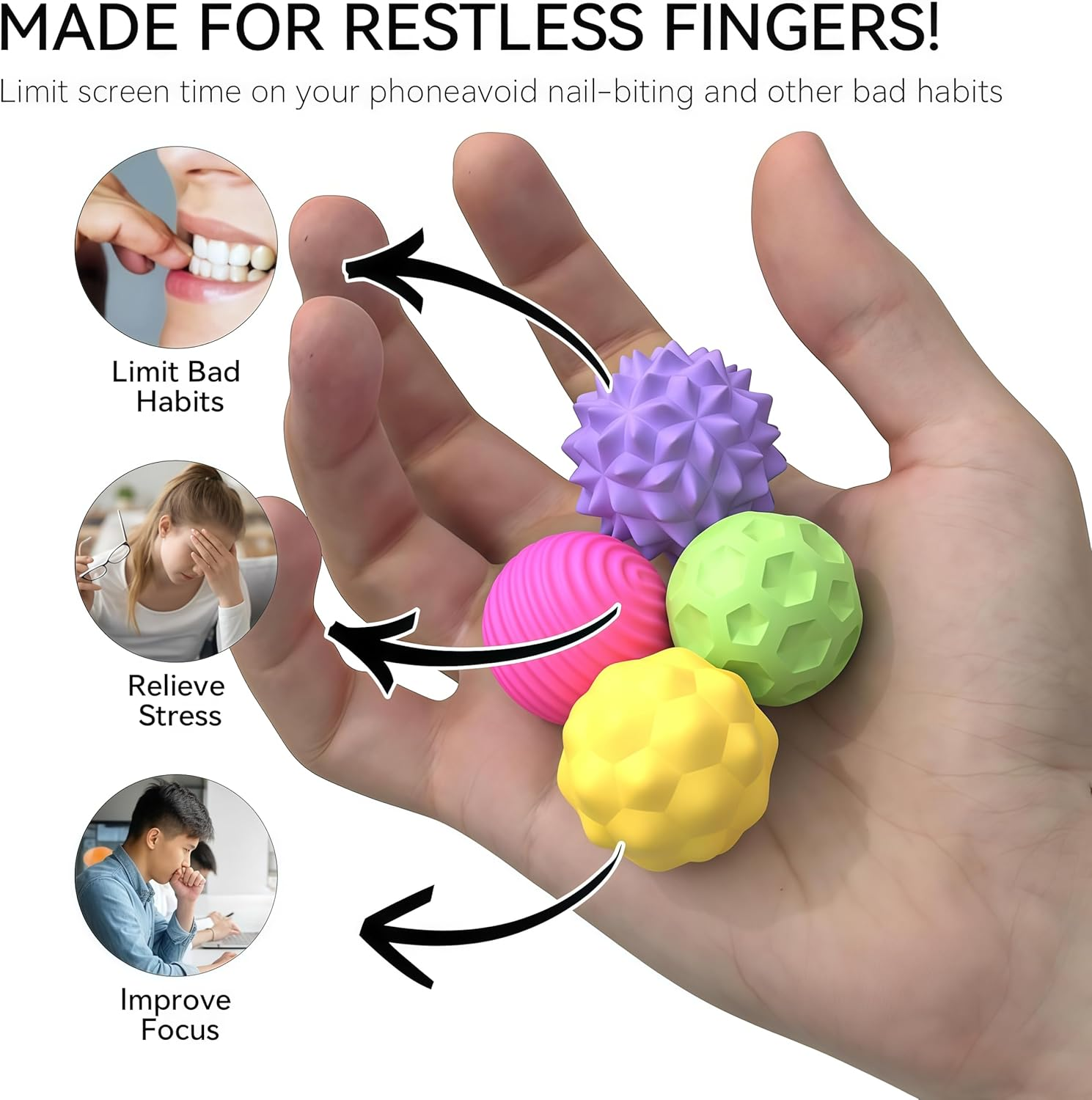 Silicone Magnetic Balls Fidget Toys for Adults & Teens,8Pcs Stress Relief Sensory Toys for Autism ADHD Anxiety,Fun Textures Gadgets,Office Desk Toy,Stocking Stuffers for Women Men Teen (Colorful*4)