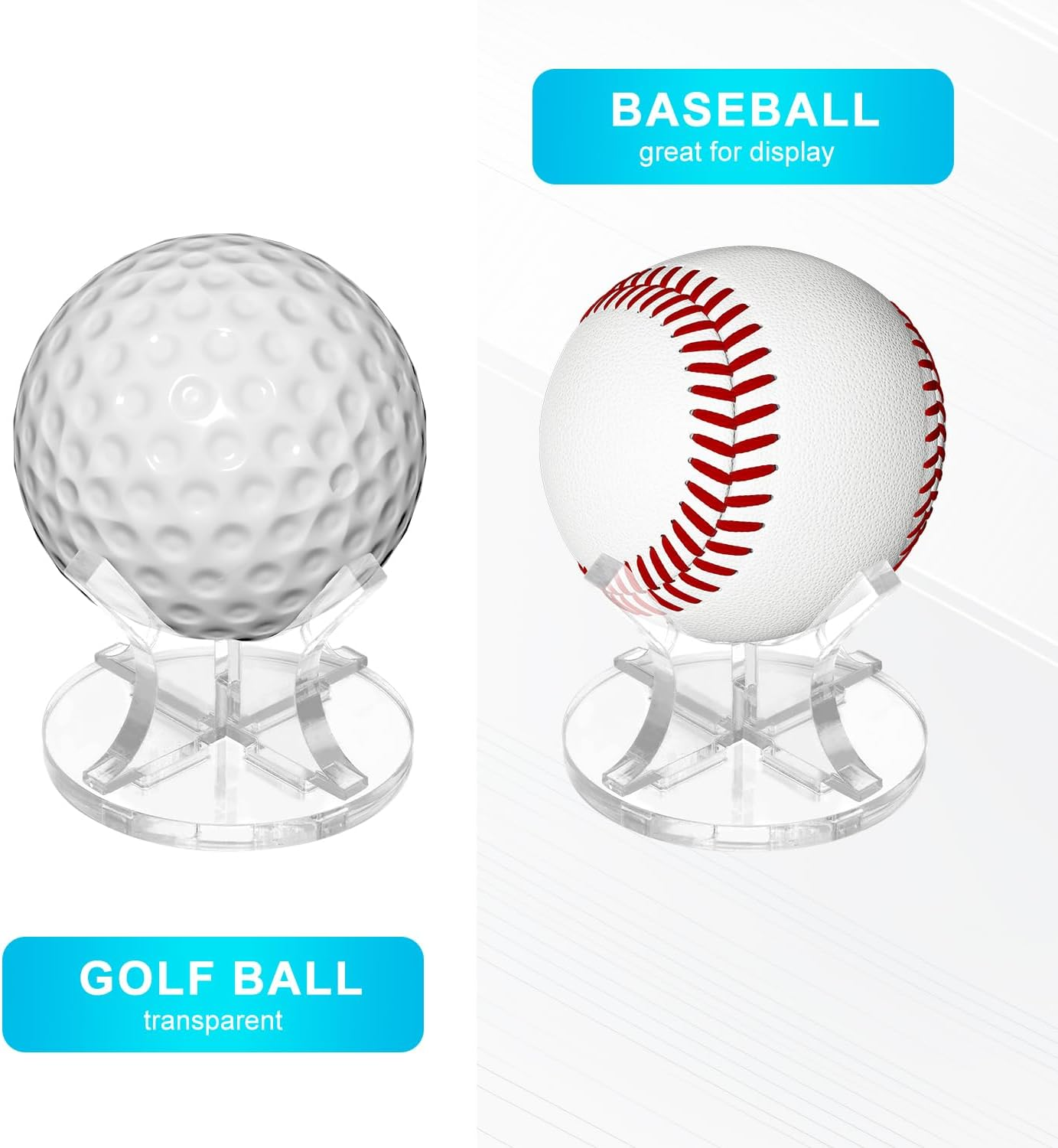 3 Pcs Acrylic Small Ball Stand Holder, Acrylic Baseball Holder Ball Display Holder Acrylic Ball Stand Holder for Golf Baseball Spheres Display image number 5