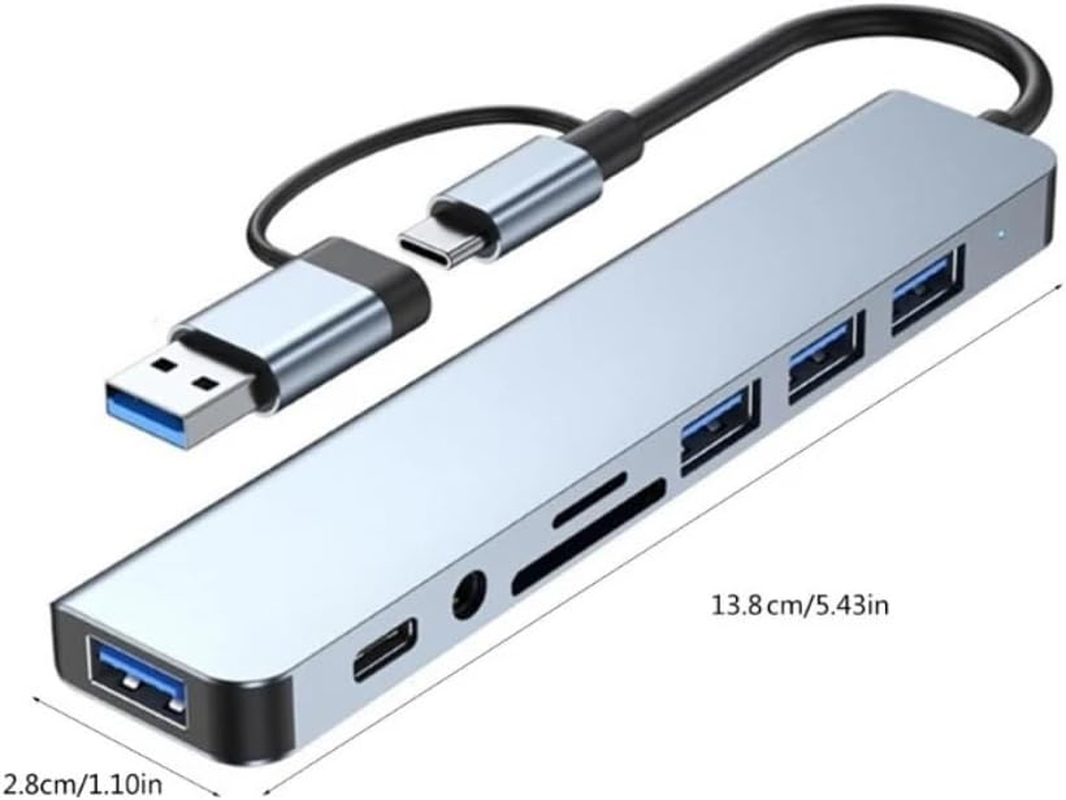HARDYX USB C Hub 8-In-1 Multiport Adapter, Type-C Docking Station with USB 3.0, 4 USB 2.0 Ports, USB-C Charging & Data Port &ndash; Compatible with Macbook, Imac, Ipad, Laptop, and Desktop Computers image number 2