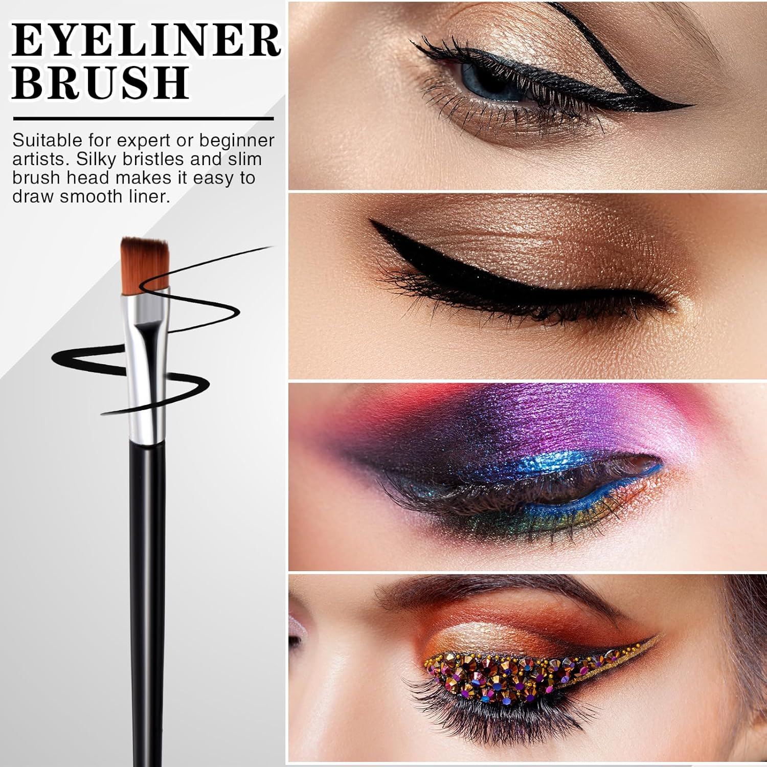 Gerrii 200 Pieces Disposable Angled Eyebrow Brushes Bulk Brow Tint Brushes Eye Makeup Brush Eyeliner Brush Tinting for Women Girls Salon Beauty Cosmetic Make up Tool Esthetician Supplies(Silver) image number 1