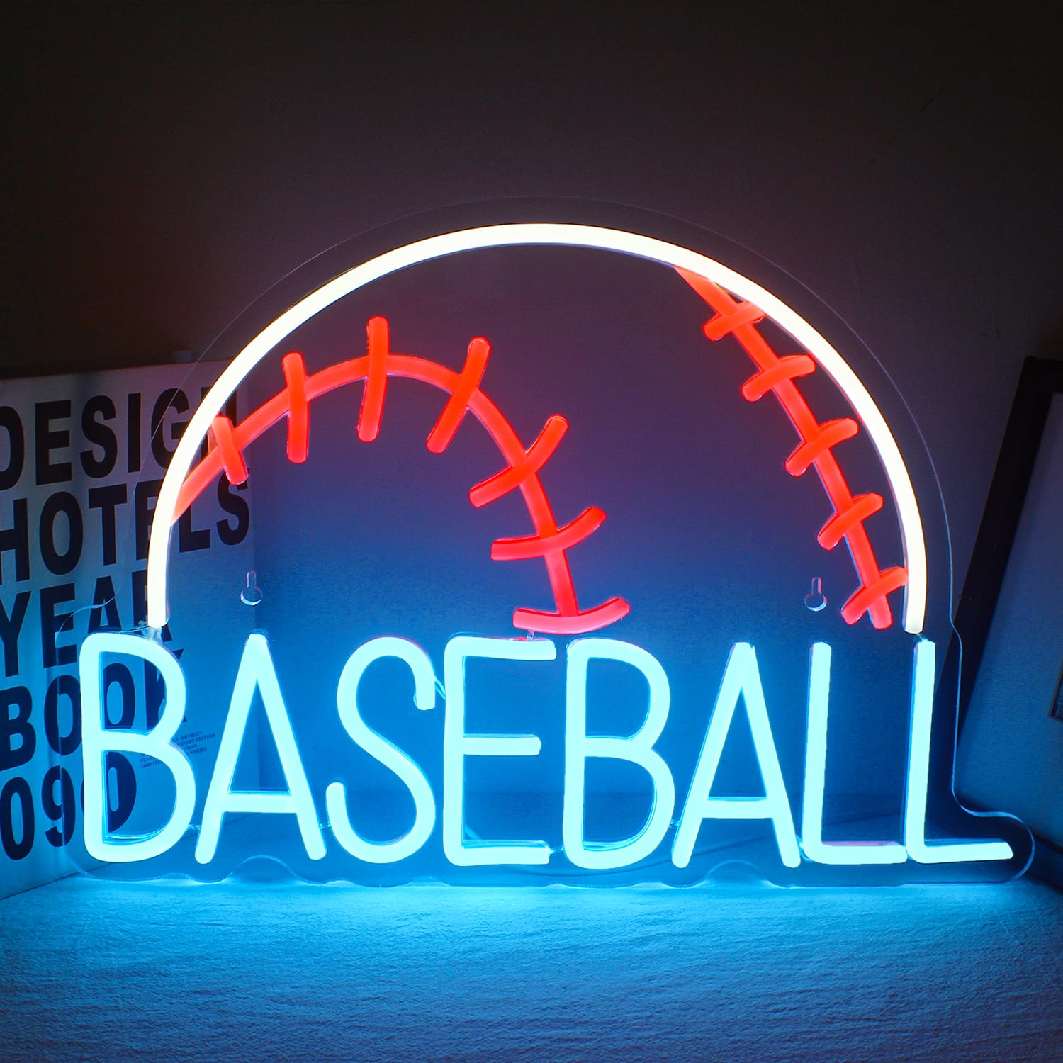Wanxing Basketball Neon Signs Sport Neon Light Led Sign Neon Sign for Bedroom Led USB Powered Switch Light up Sign Neon Sign for Wall Decor Bedroom Christmas Birthday Signs Kids Gift(Blue Yellow