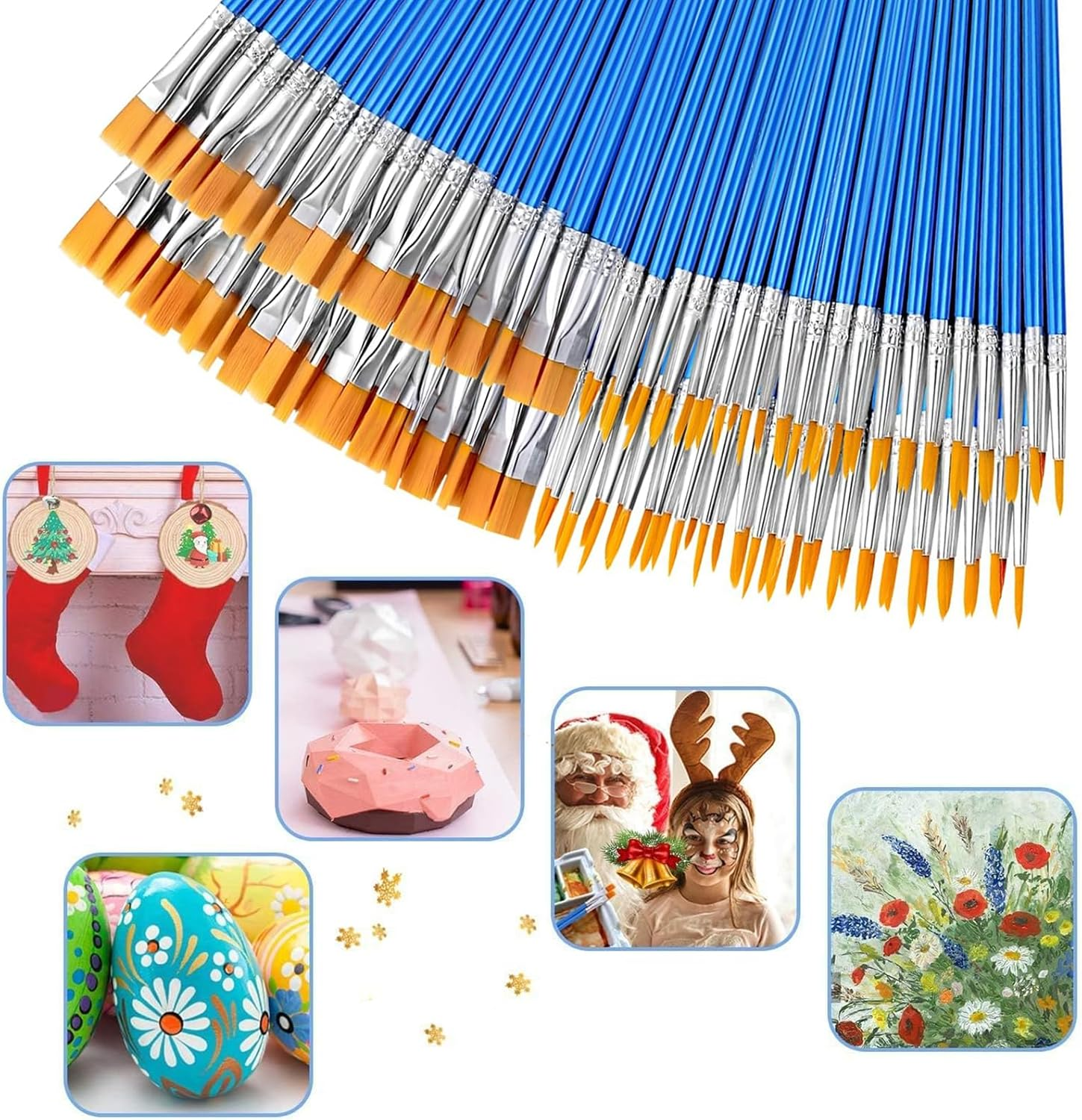 Lgqsunfa Small Paint Brushes,100 Paint Brushes for Kids,For Miniature Detail Painting image number 1