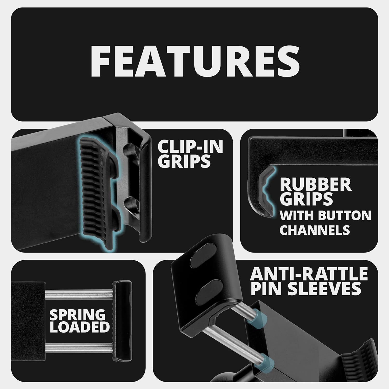 Tackform Black Motorcycle ALL METAL Phone Mount - 20MAXX Spring Cradle | BC3 Universal Clamp Fits 7/8" to 1-1/4" Handlebars | Aluminum | Compatible with Iphones, Galaxy Devices, More | Short Reach Arm image number 6