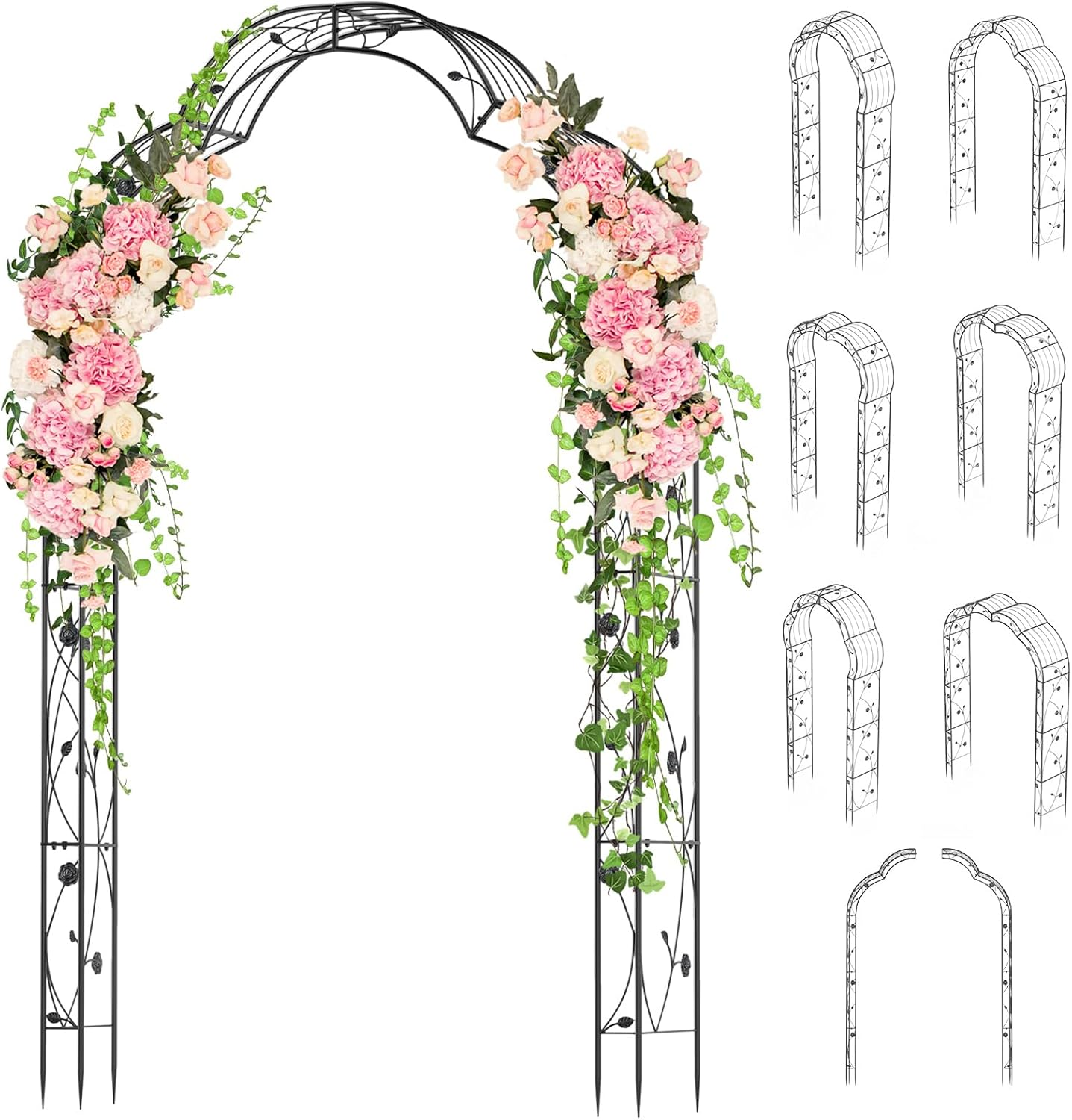 Giantex - 2 Half Garden Arch Trellis, 8.2Ft Metal Garden Gazebo 7 Sizes Easy to Assemble Archway Climbing Plants Roses Vines Outdoor Trellis Pergola Ultimate