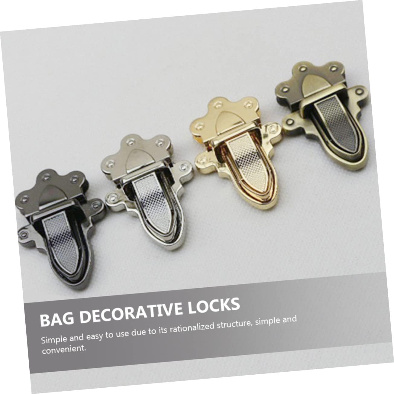 OATIPHO 4Pcs Metal Bag Closure Press Locks DIY Handbag Lock Accessories for Shoulder Bags Travel Purse Repair Replacement in Silver