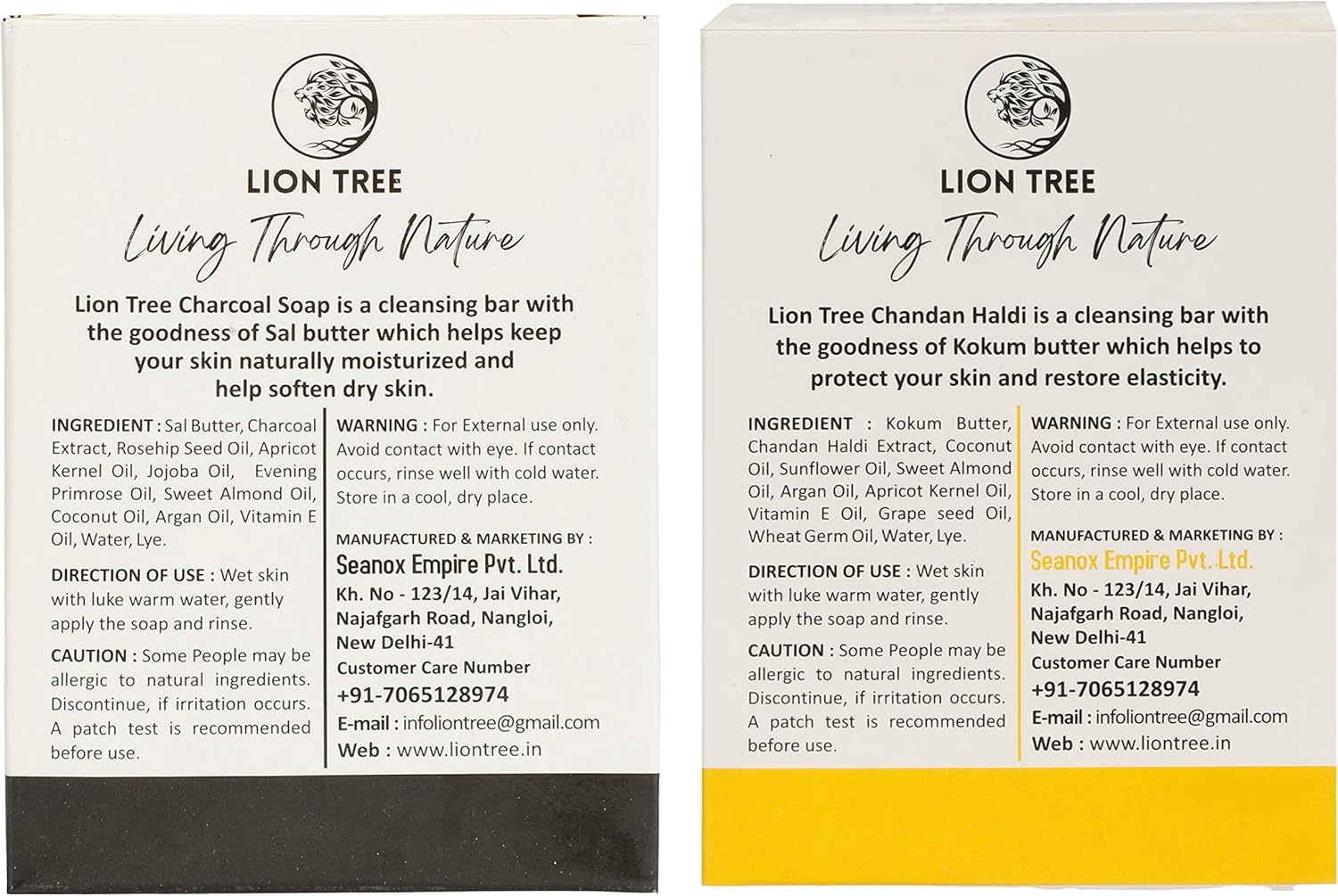 Handmade Chandan Haldi & Charcoal Soap with Goodness of Sal & Kokum Butter, for Men & Women, 220Gm Pack of 2 image number 1
