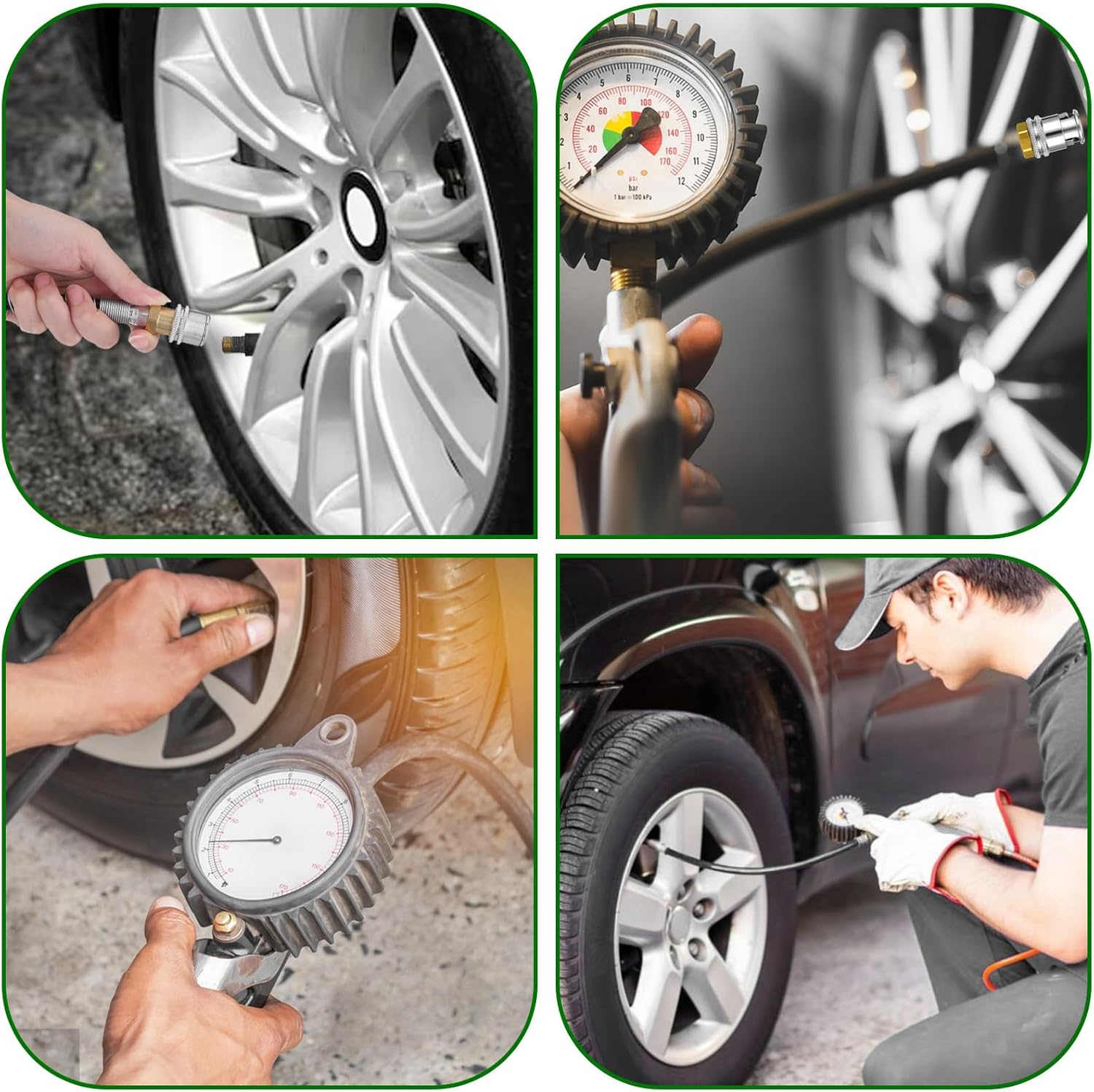 4 Pcs Air Chuck for Tires, anti Leakage Lock on Air Chuck 1/4'' FNPT Locking Tire Inflator Chuck Quick Connector Lock Air Chuck Heavy Duty Brass Tire Chuck Closed Flow for Air Compressor image number 1