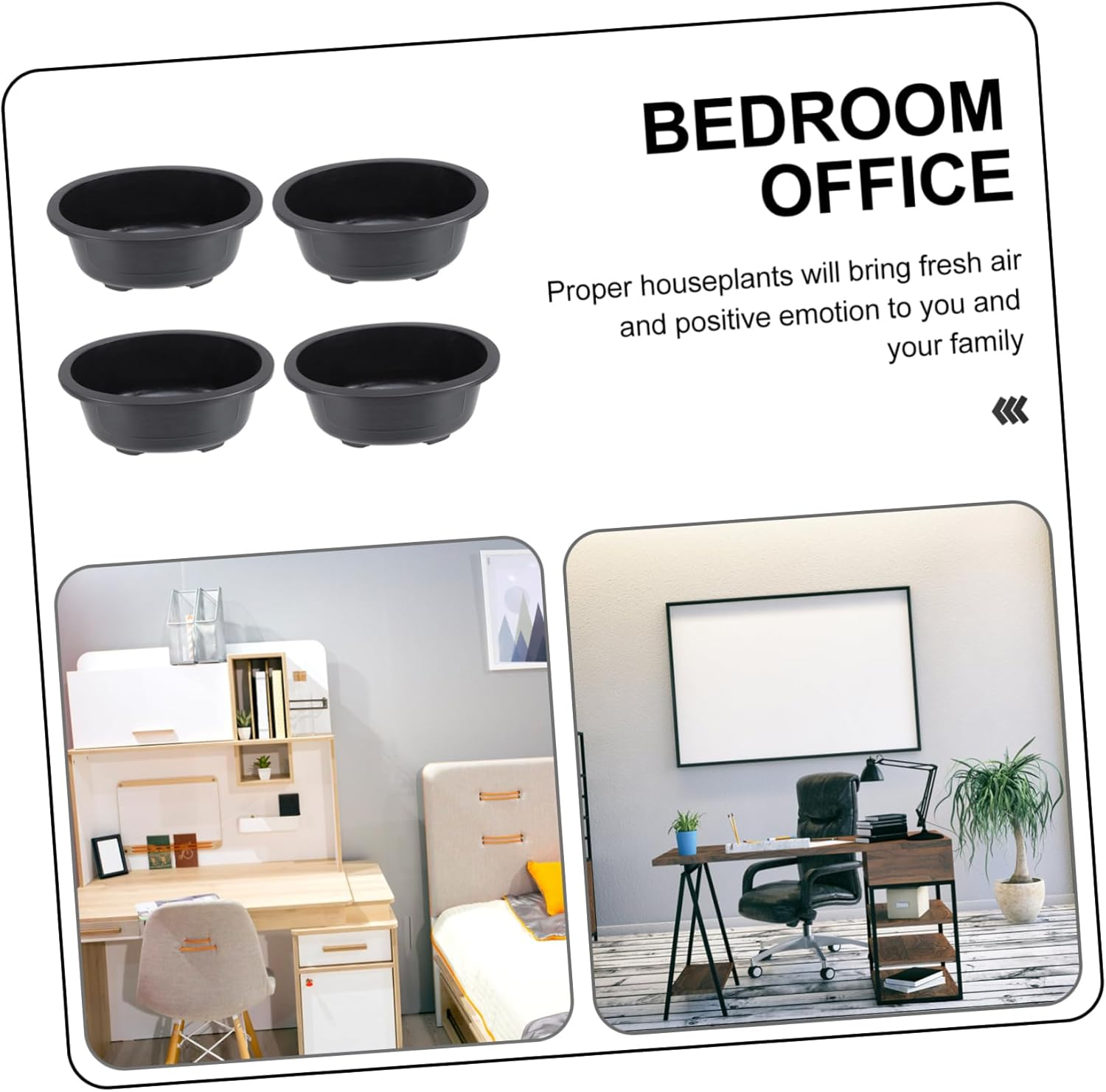 Sosoport 4Pcs Plant Pots Plastic Plant Containers Garden Pots for Indoor Outdoor Decor image number 1