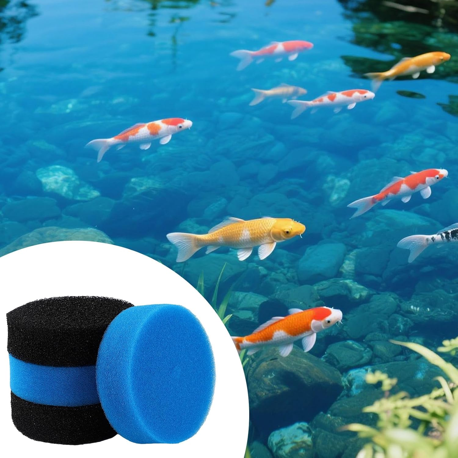 4Pcs Coarse and Fine Filter for 871980012549, Blue and Black Pond Replacement Filter Pads for Outdoor Ponds Qfp900 Qfp1250Uv image number 3