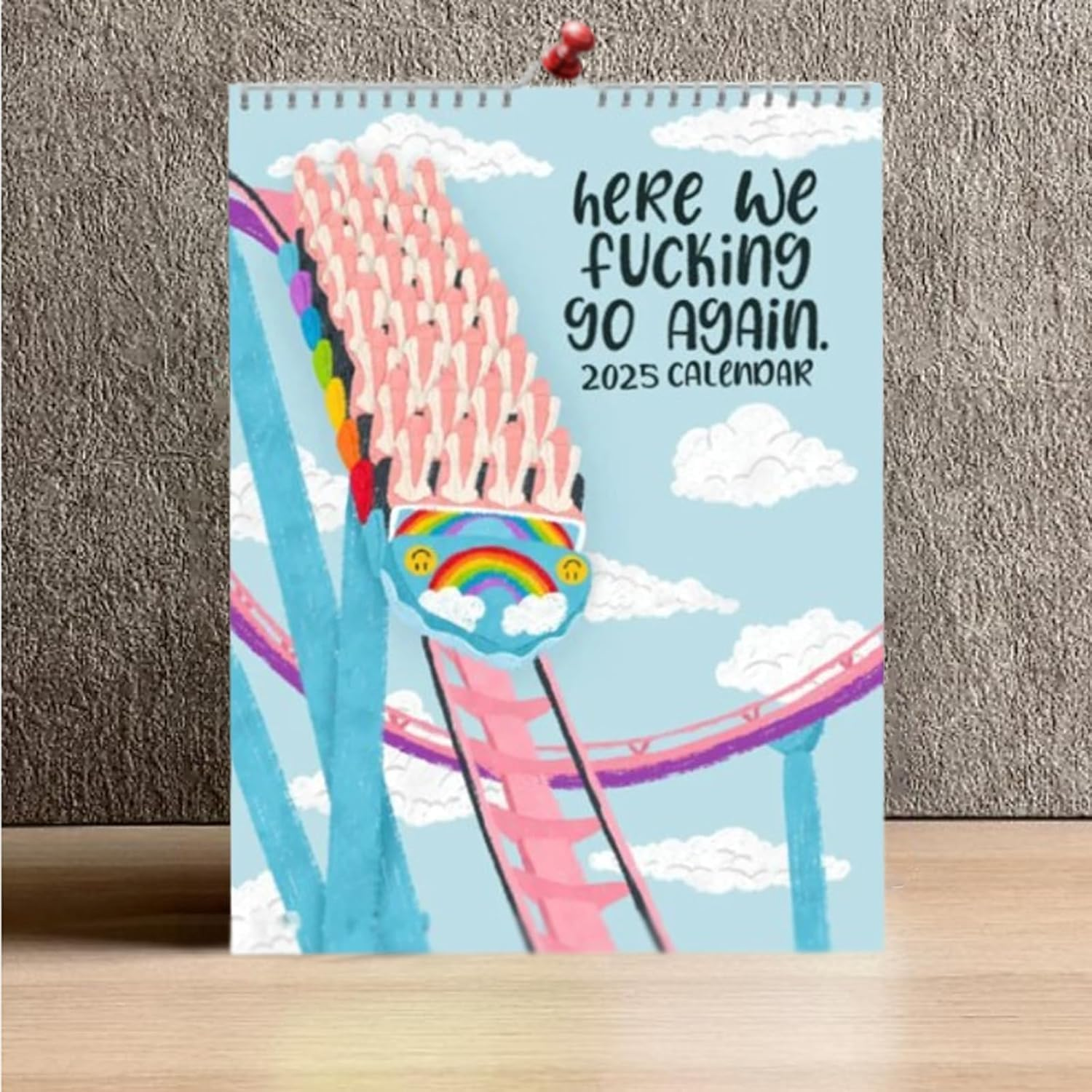 Here We Go Again 2025 Calendar New Version Roller Coaster Snarky Funny Sarcastic Humorous 12 Month Wall Hanging Time Day Planner Family Home Office Classroom Desk Friend Christmas Gift Adult image number 3