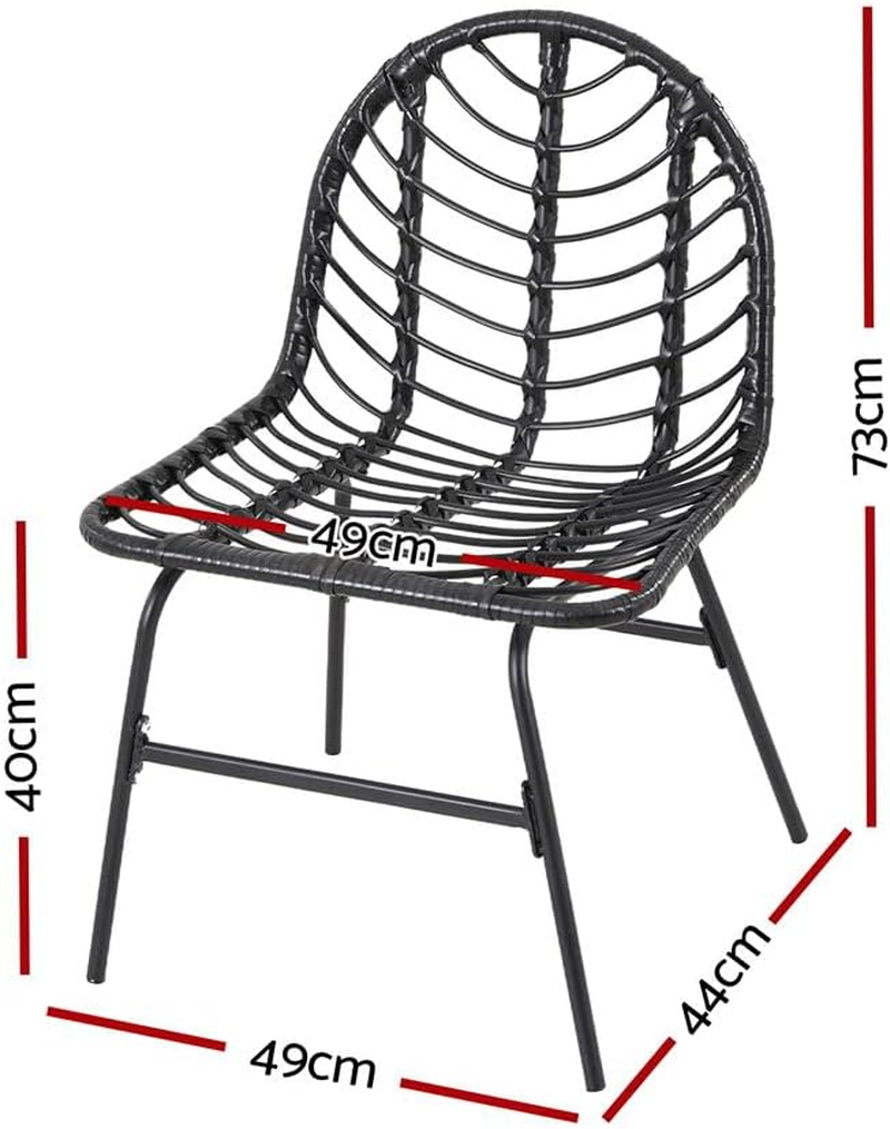 Gardeon 2X Outdoor Chairs Dining Chair Lounge Wicker Patio Furniture Black image number 2